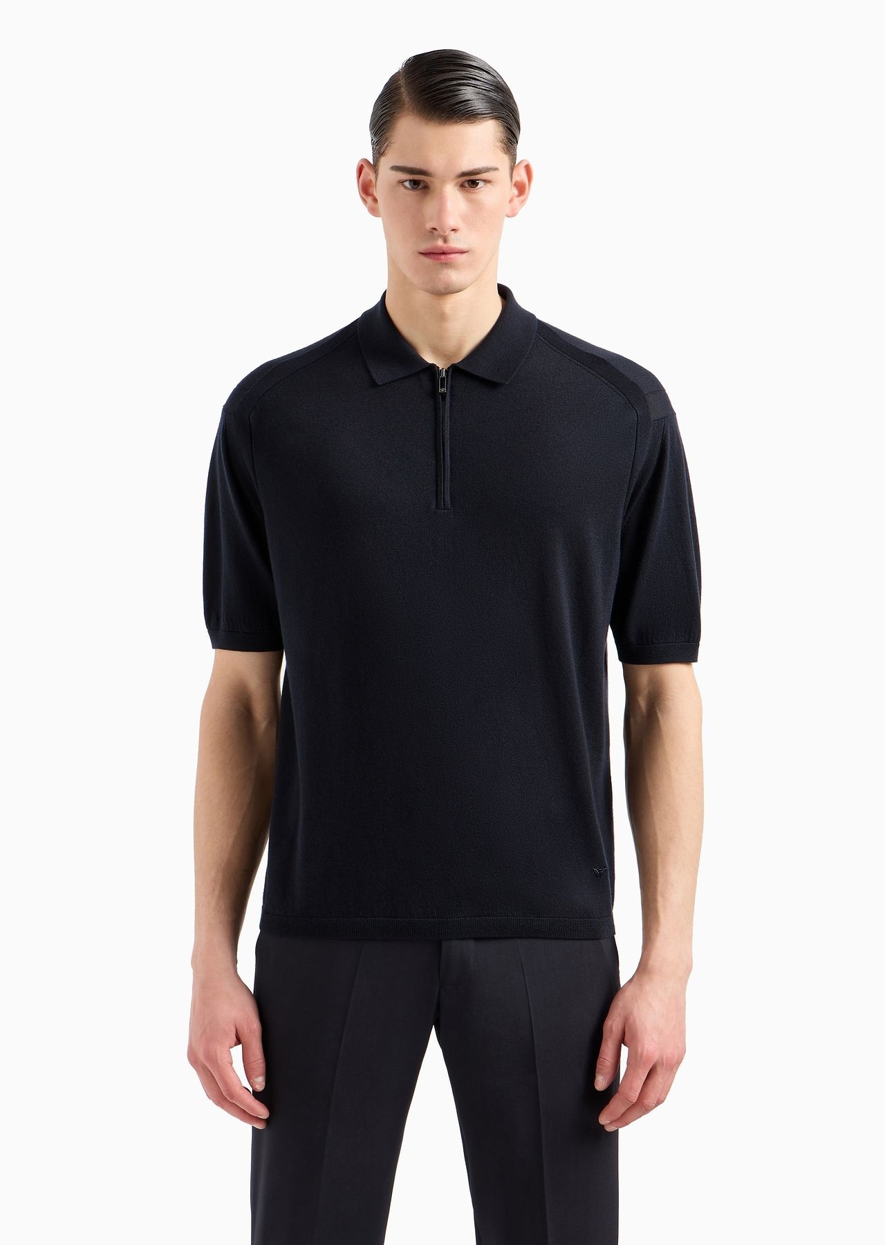 ASV Lyocell blend and virgin wool zip-up polo-shirt collar jumper - 2