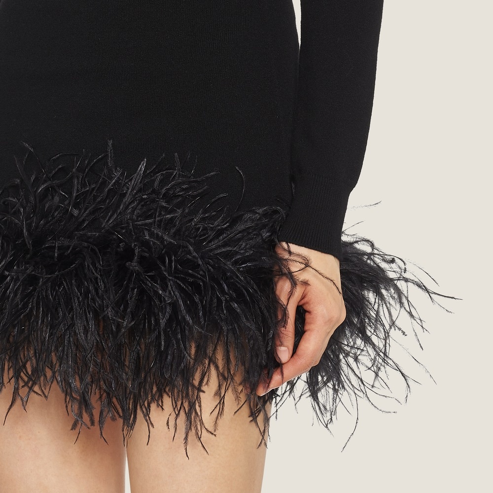 Cashmere miniskirt with feathers - 3