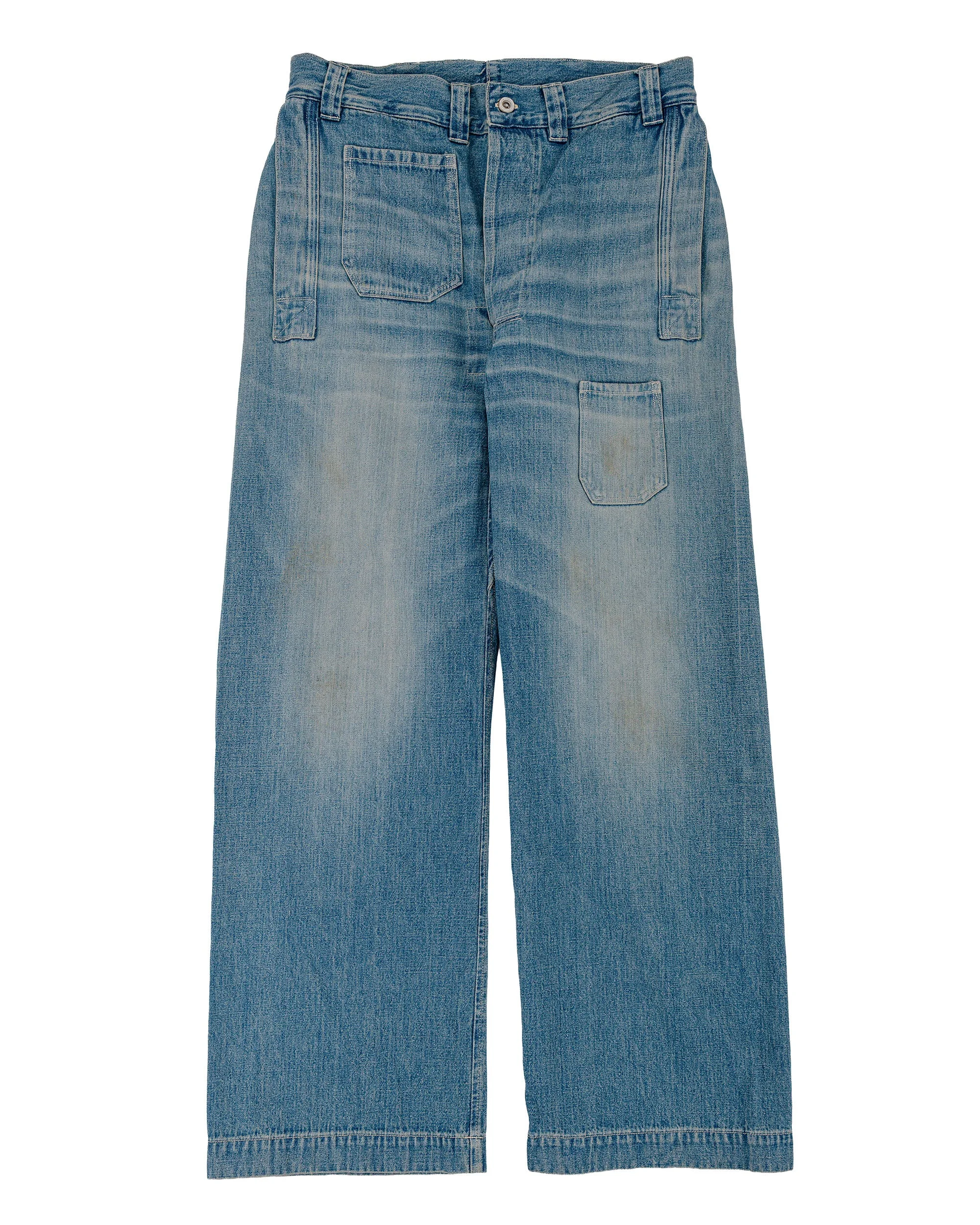 Lot. JG-01 1910s Netmaker's Trousers Indigo Denim Used Wash (Light Colour) - 1