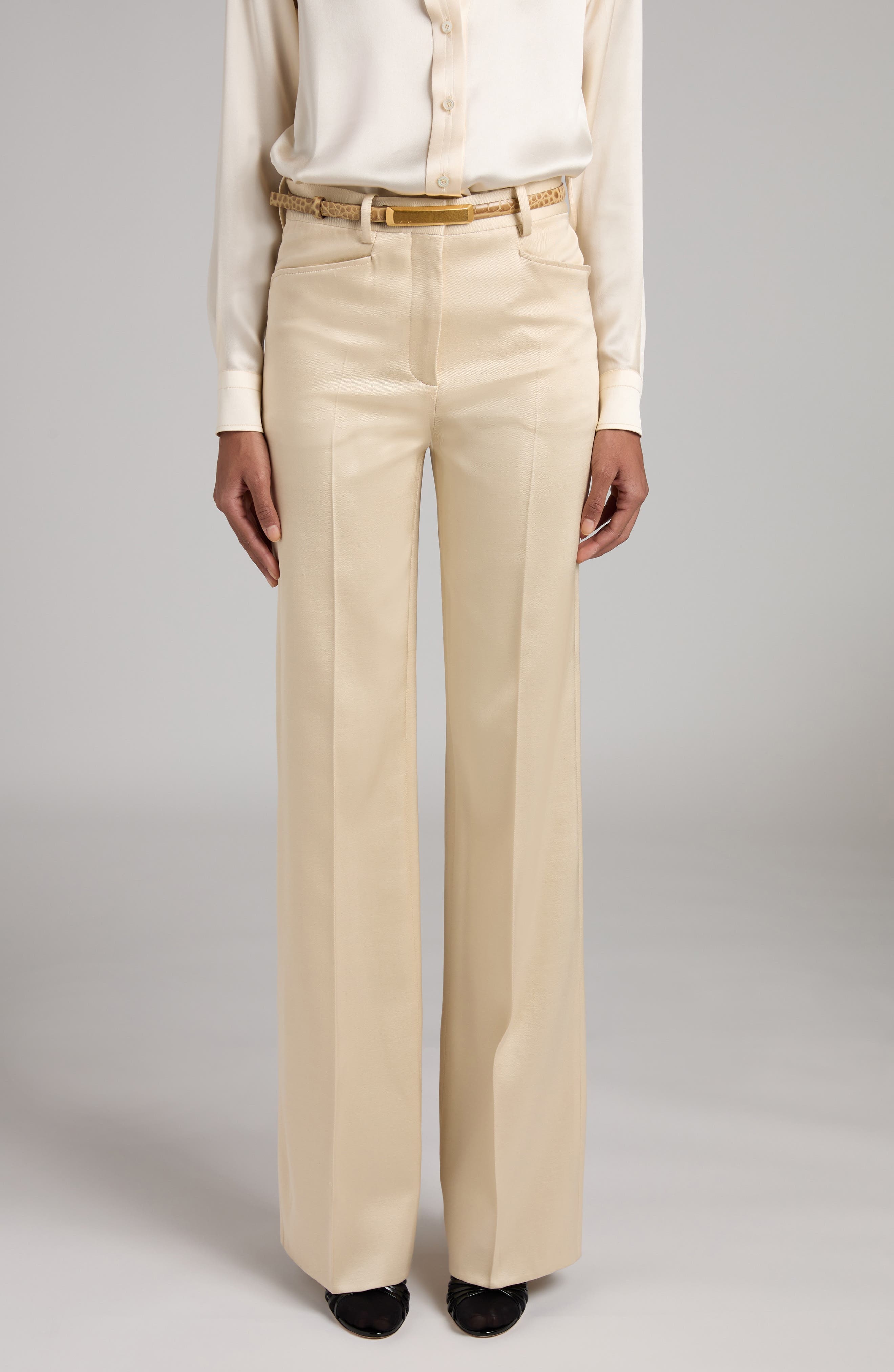 TOM FORD Silk & Virgin Wool Trousers in Aw040 Champagne at Nordstrom - 1