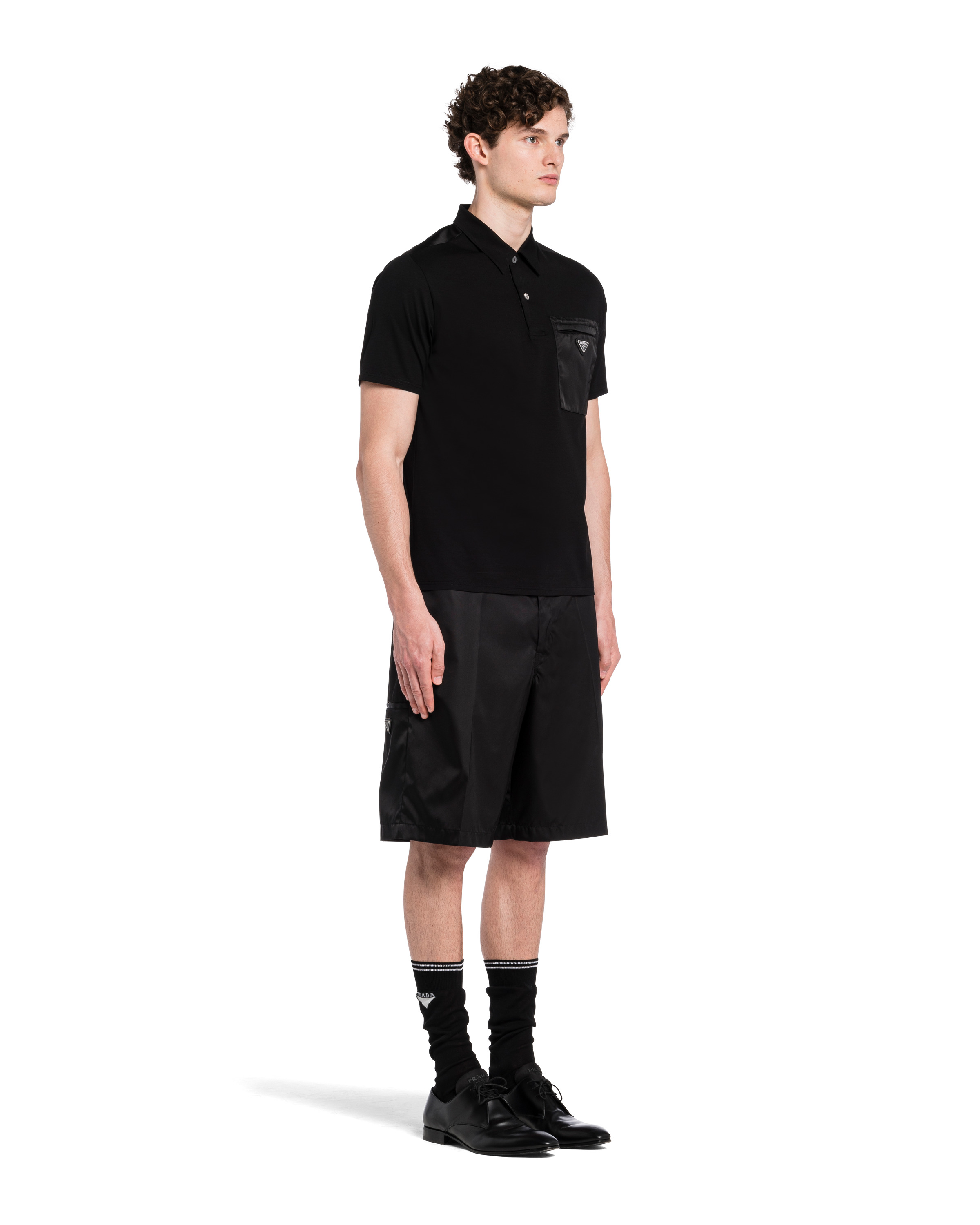 Stretch cotton polo shirt with Re-Nylon details - 3