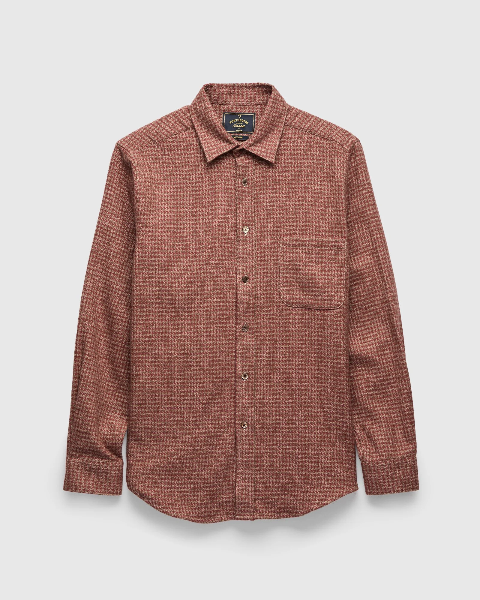 Abstract Pied Poule Button-Up Shirt in Clay - 1