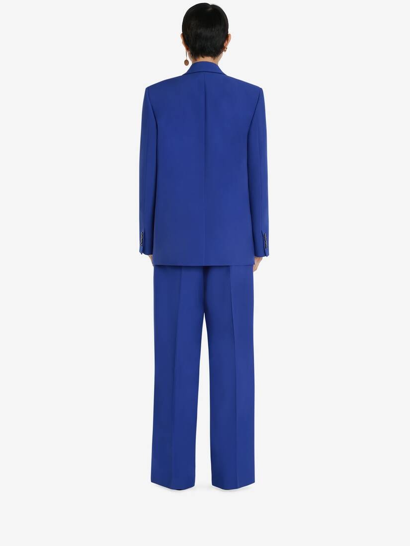 Double-breasted Wool Boxy Jacket in Electric Blue - 4
