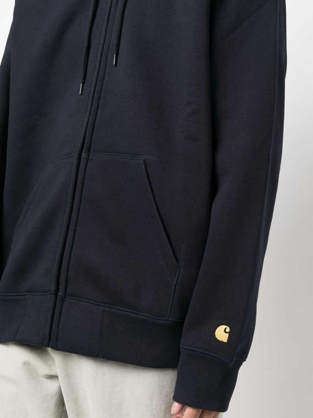 logo-embroidered zip-up hoodie - 5