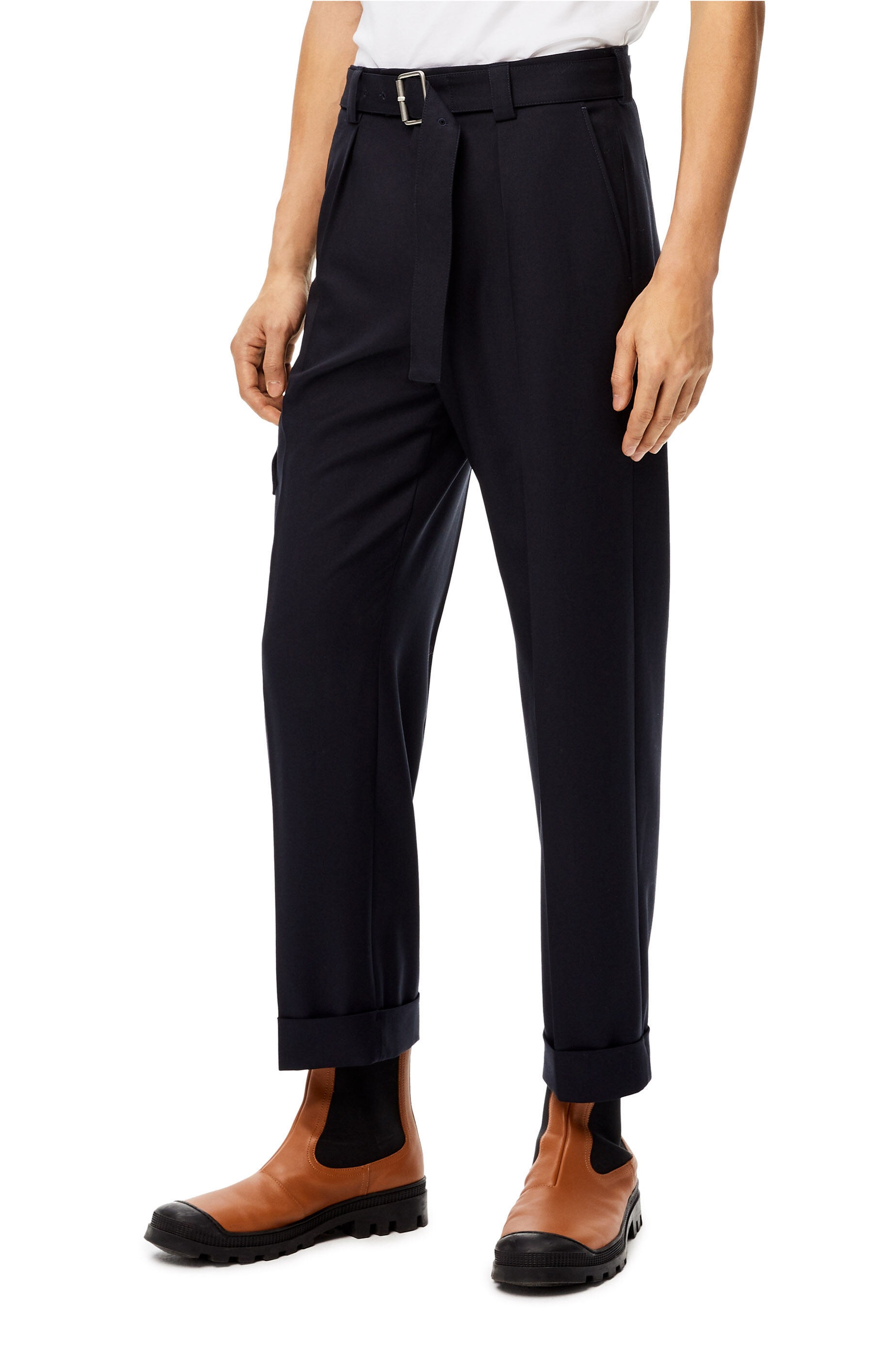 Cropped cargo trousers in wool - 3