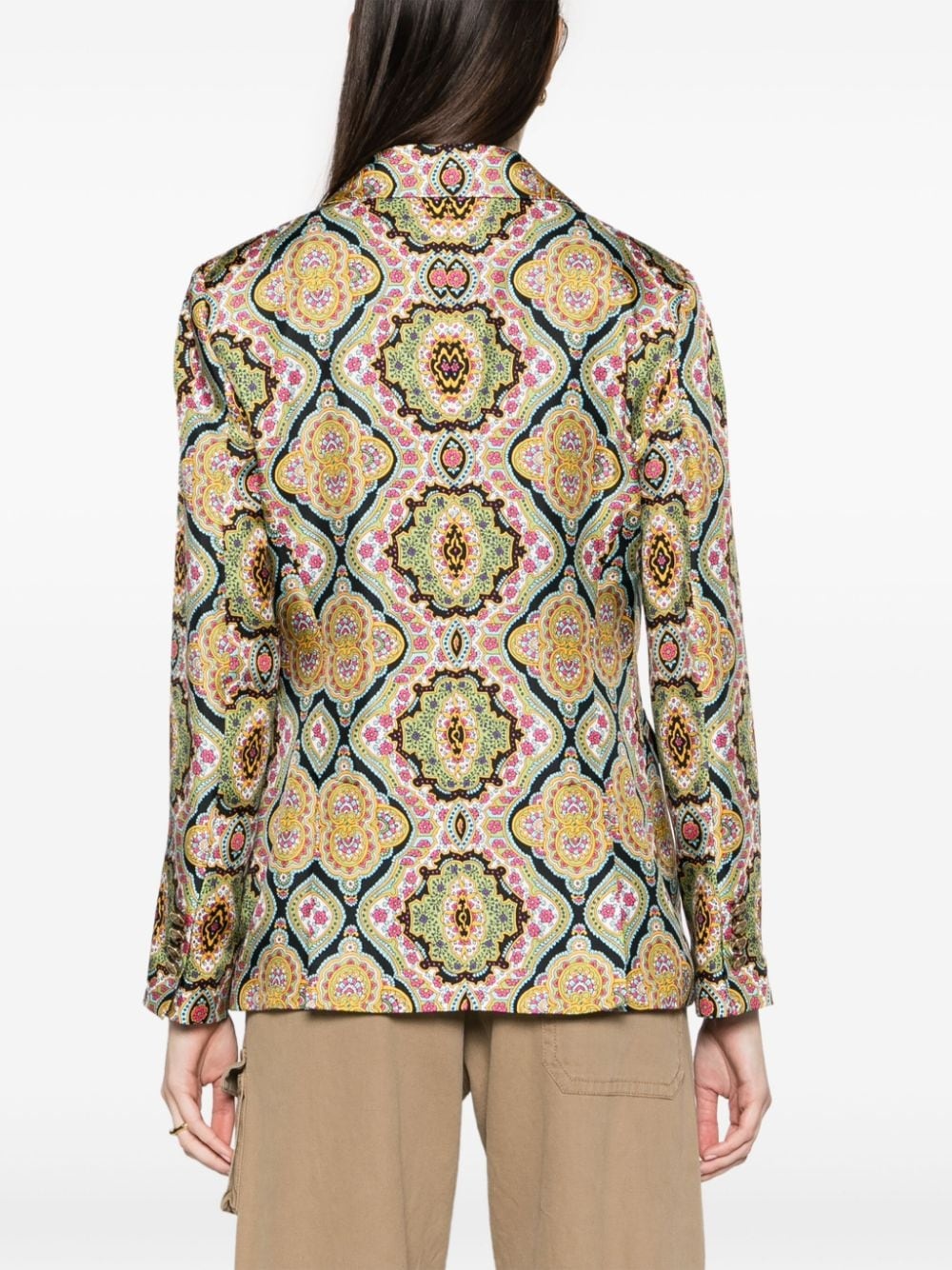 floral-print silk blazer - 4