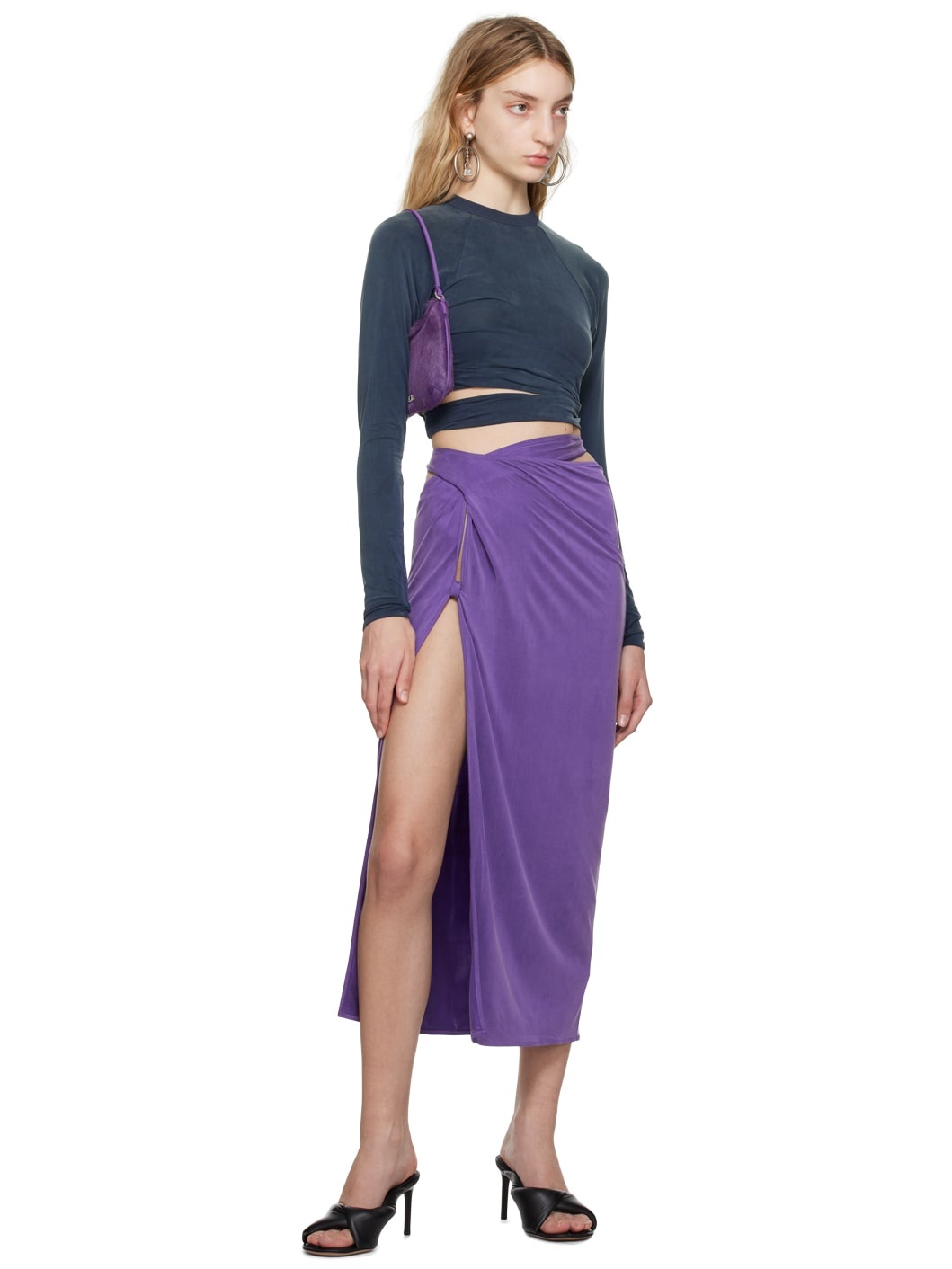 Purple Le Raphia 'La Jupe Espelho' Midi Skirt - 4