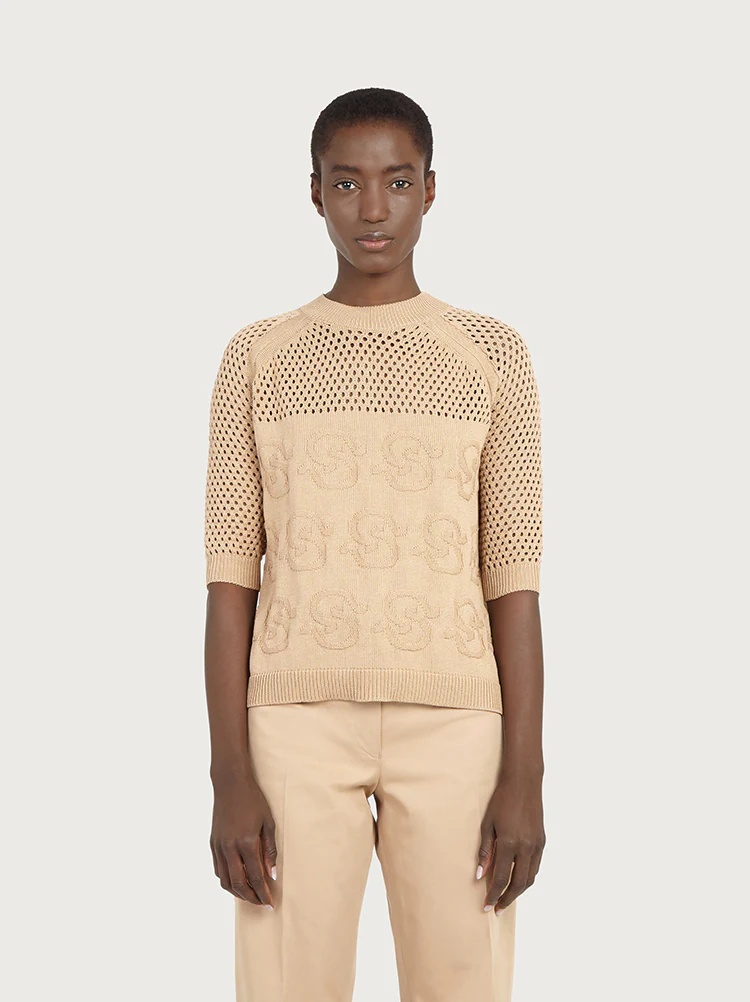 3/4 SLEEVED KNITTED TOP - 1