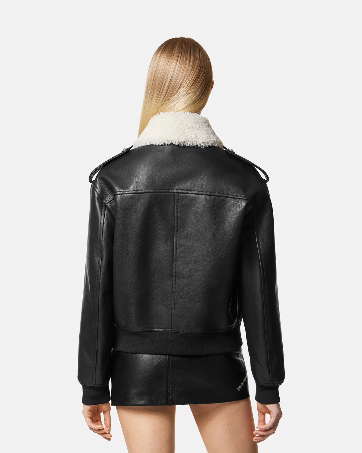Medusa Shearling Leather Jacket - 4