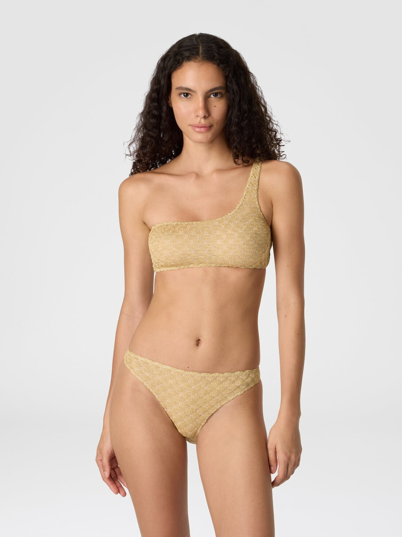 Missoni One-shoulder bikini in lamé viscose with raschel workmanship outlook