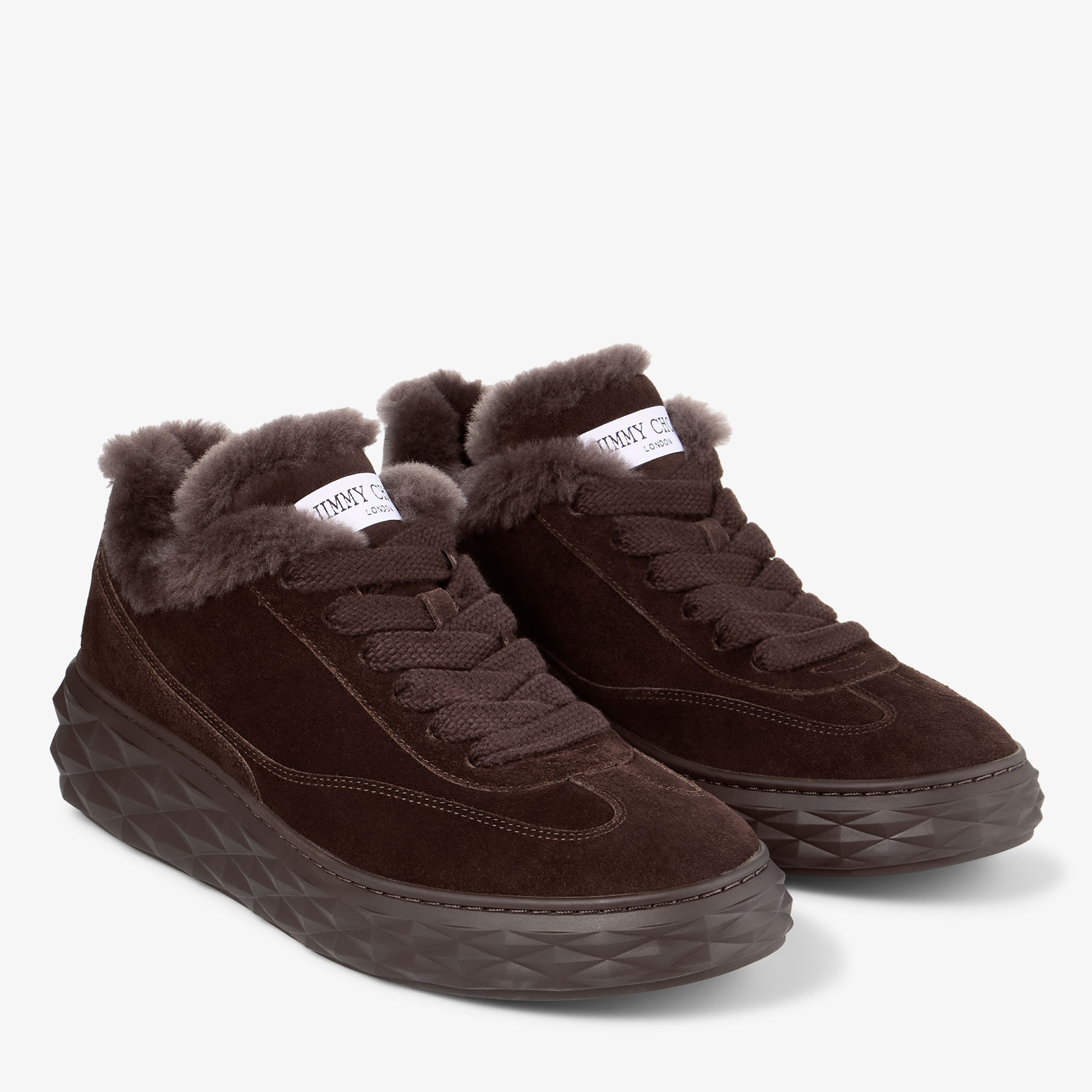 Diamond Maxi Retro M
Chocolate Velvet Suede Low Top Trainers with Shearling - 2