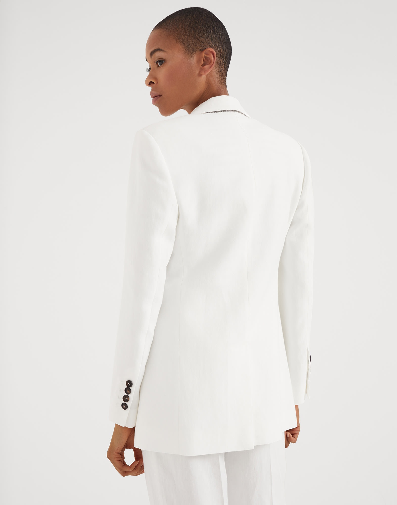 Brunello Cucinelli Viscose and linen fluid twill blazer with
