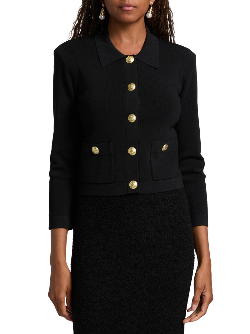 Women's Osiris Rib-Knit Cardigan - Black Gold 3