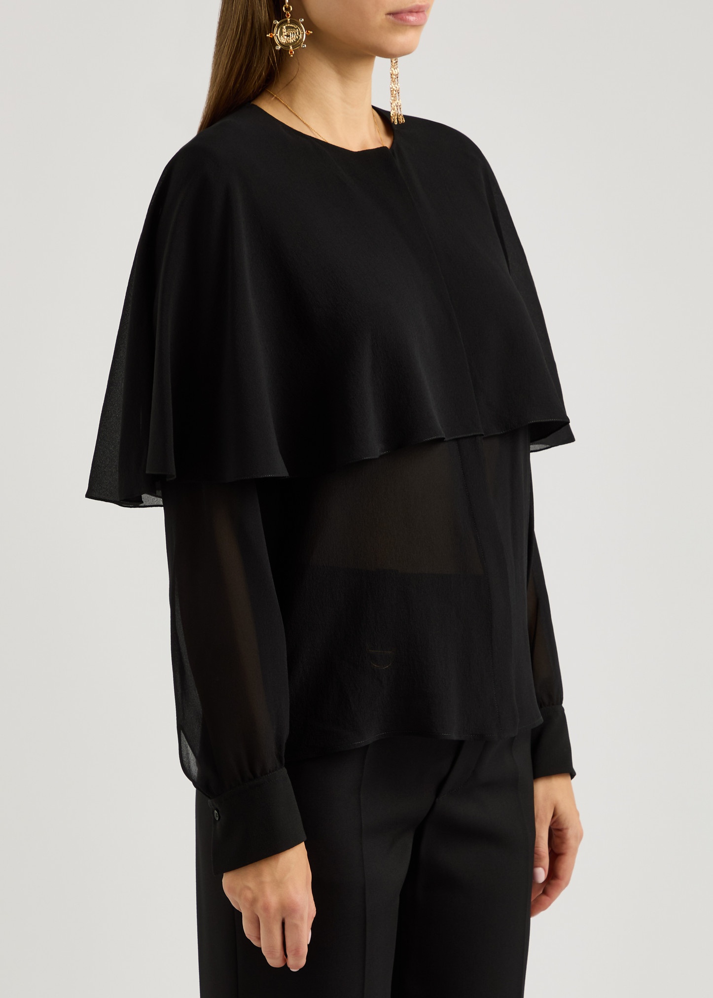 Cape-effect silk-chiffon blouse - 2