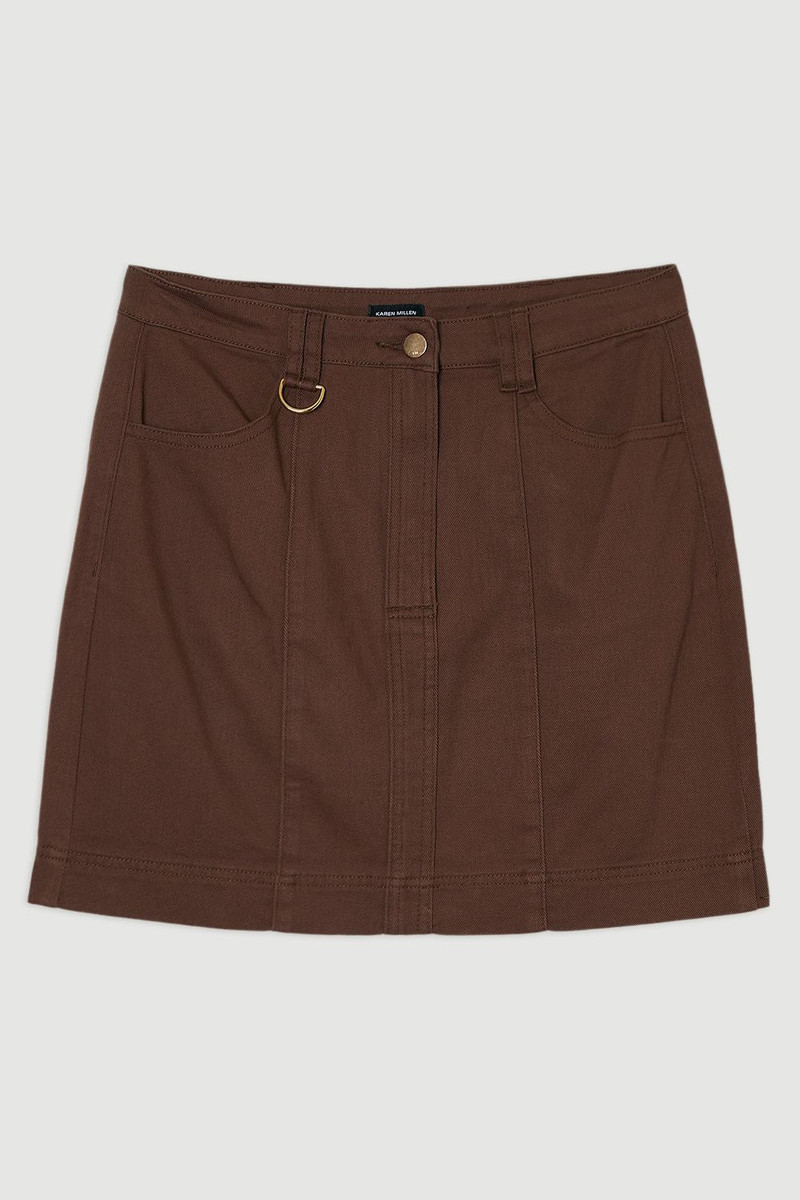 Denim Seamed Mini Skirt 4