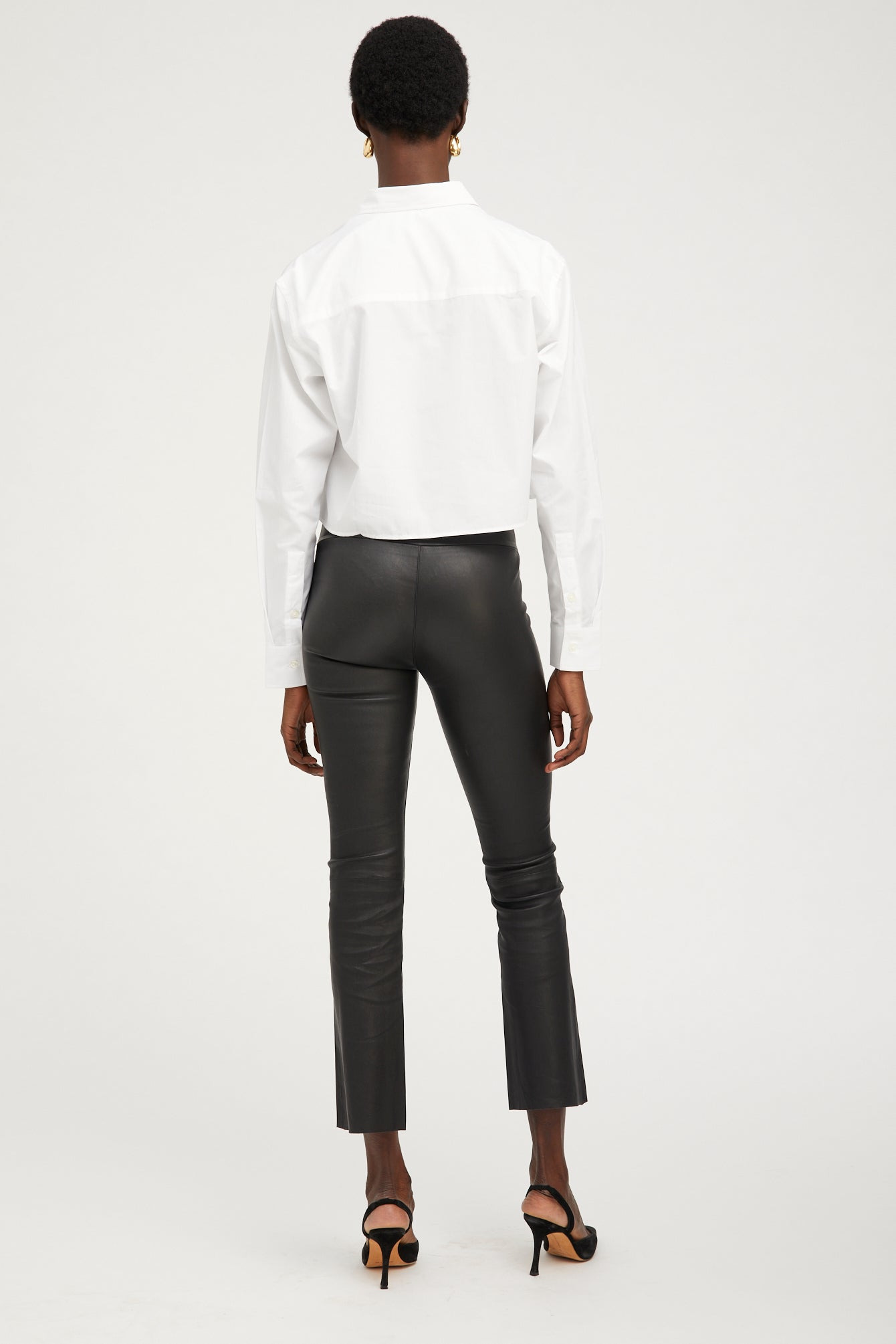 WHITE CROPPED BUTTON DOWN - 4