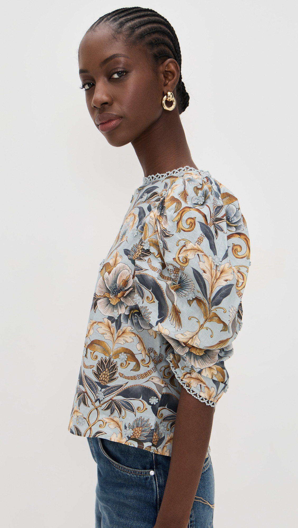 Snake Garden Blue 3D Blouse - 3