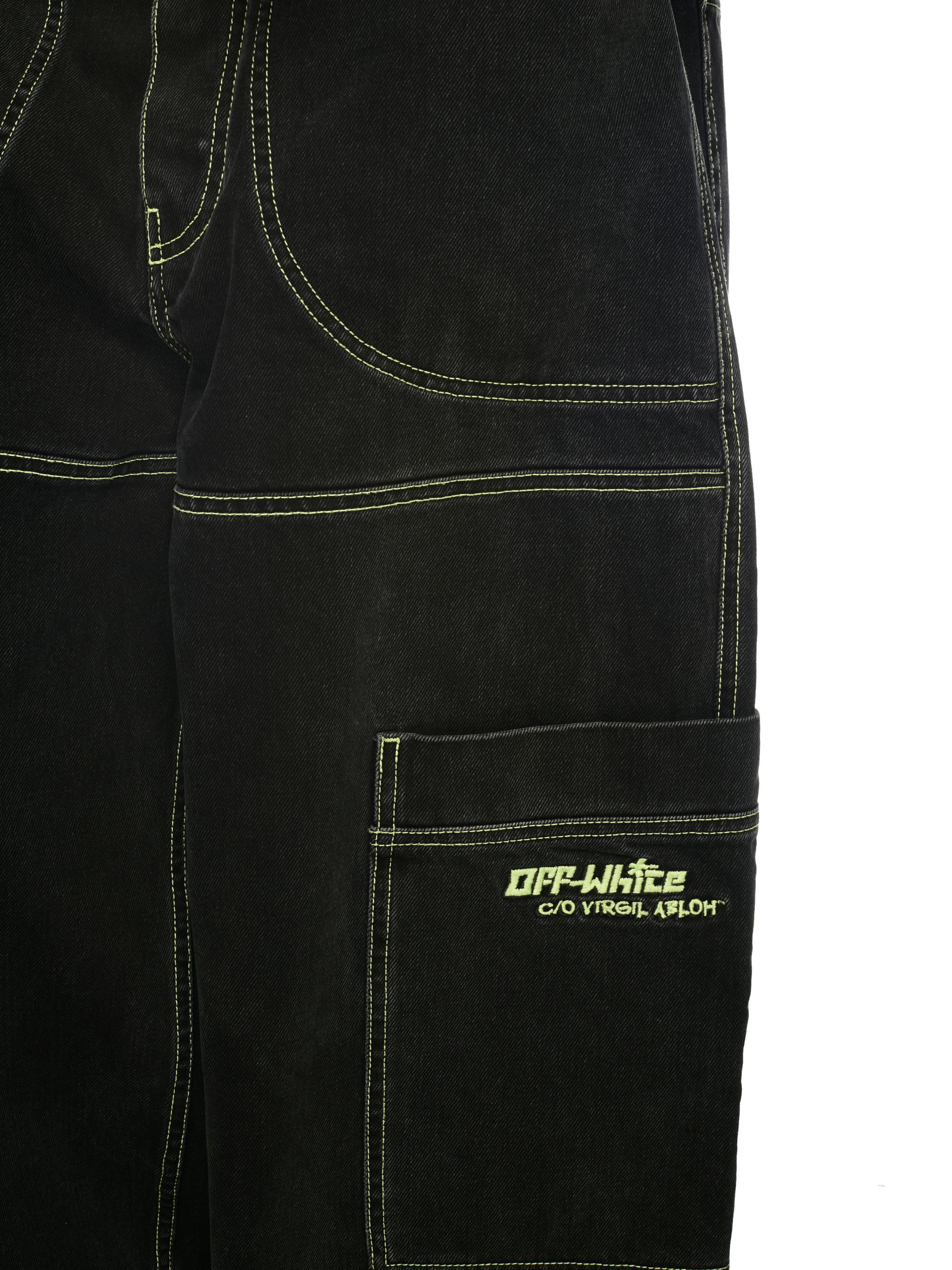 Black Irregular Cargo Jeans - 5