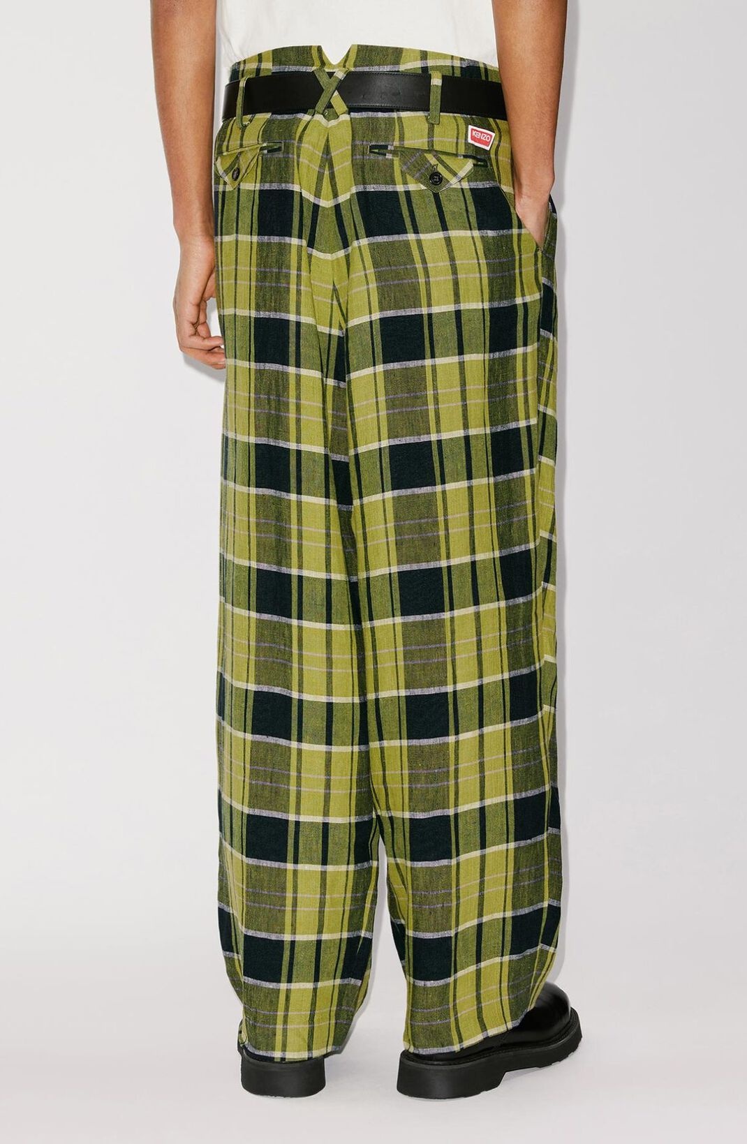 Loose check linen trousers - 5