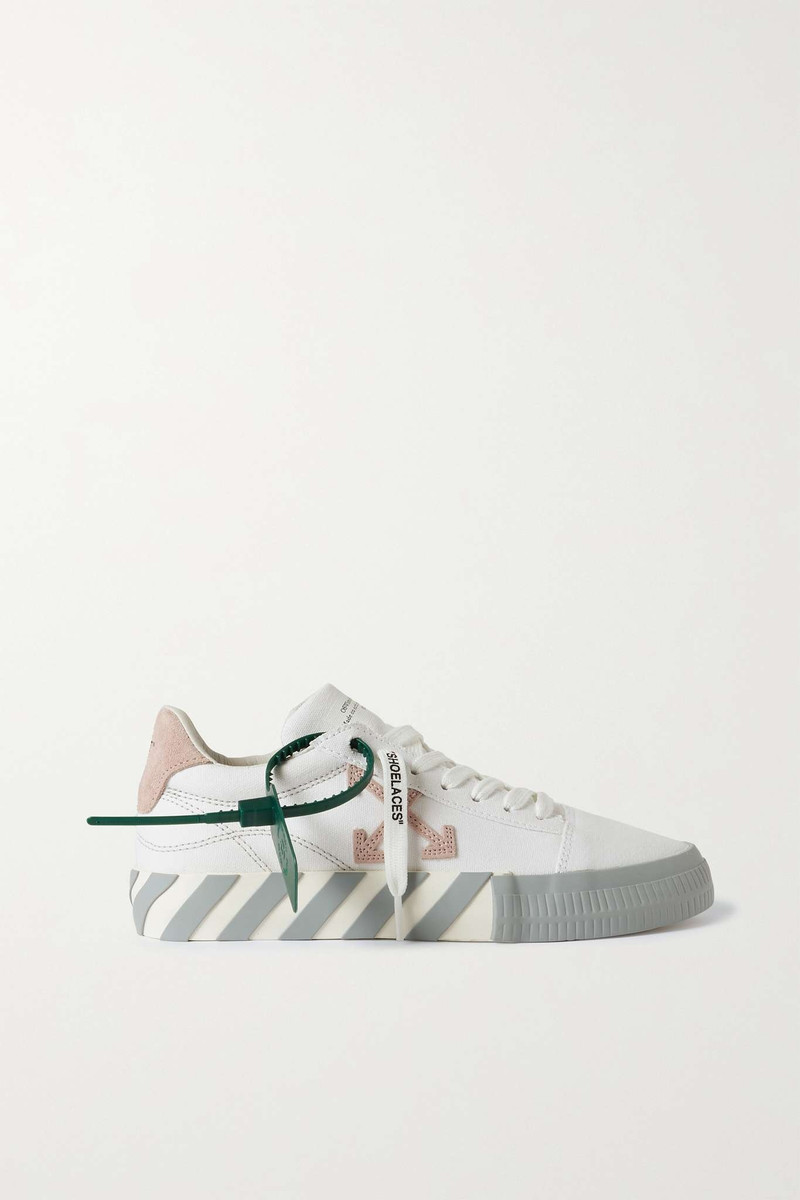 Low Vulcanized suede-trimmed canvas sneakers - 1