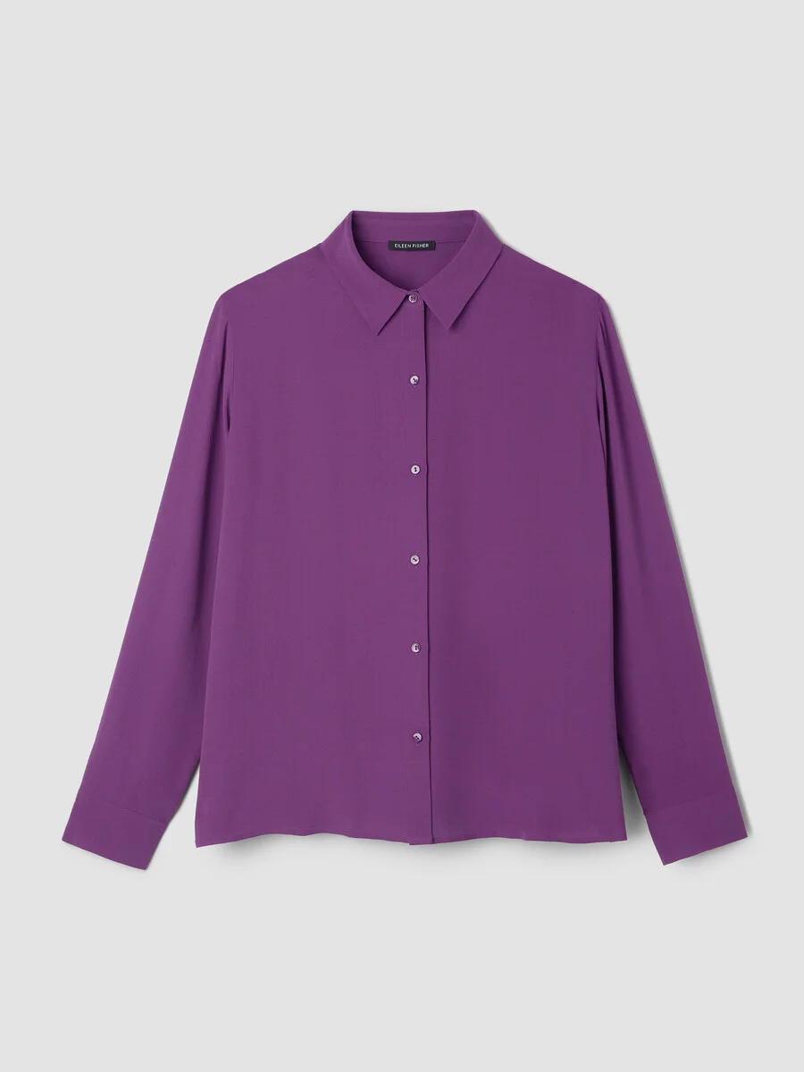 Silk Georgette Crepe Classic Collar Shirt - 1