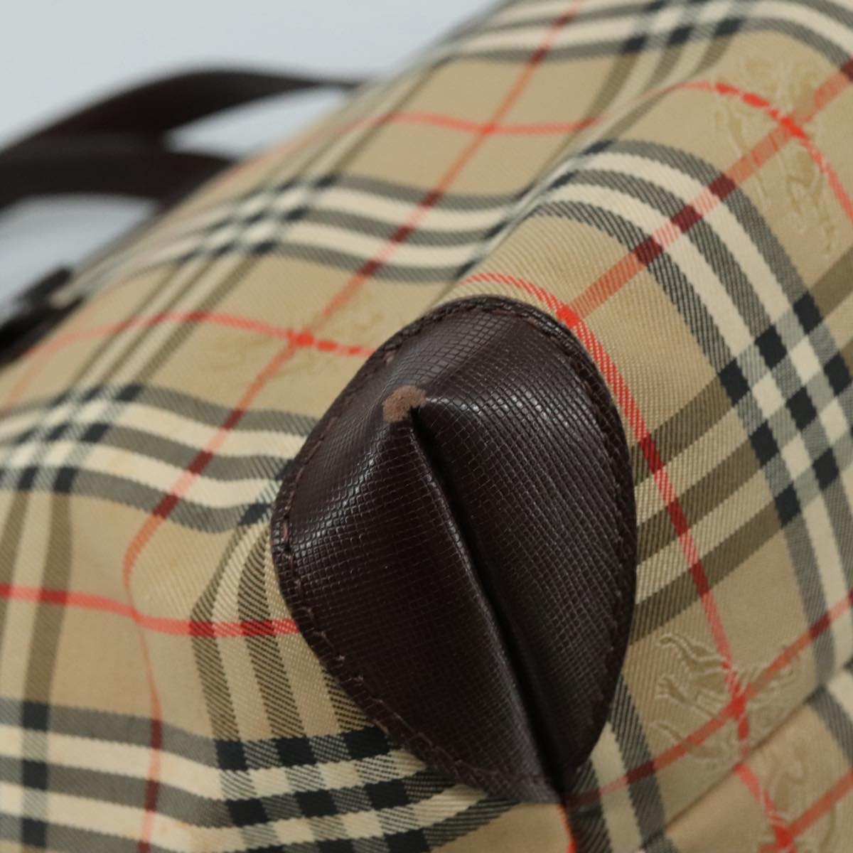 Burberry Nova Check Hand Bag Canvas Leather Beige Brown Silver - 14