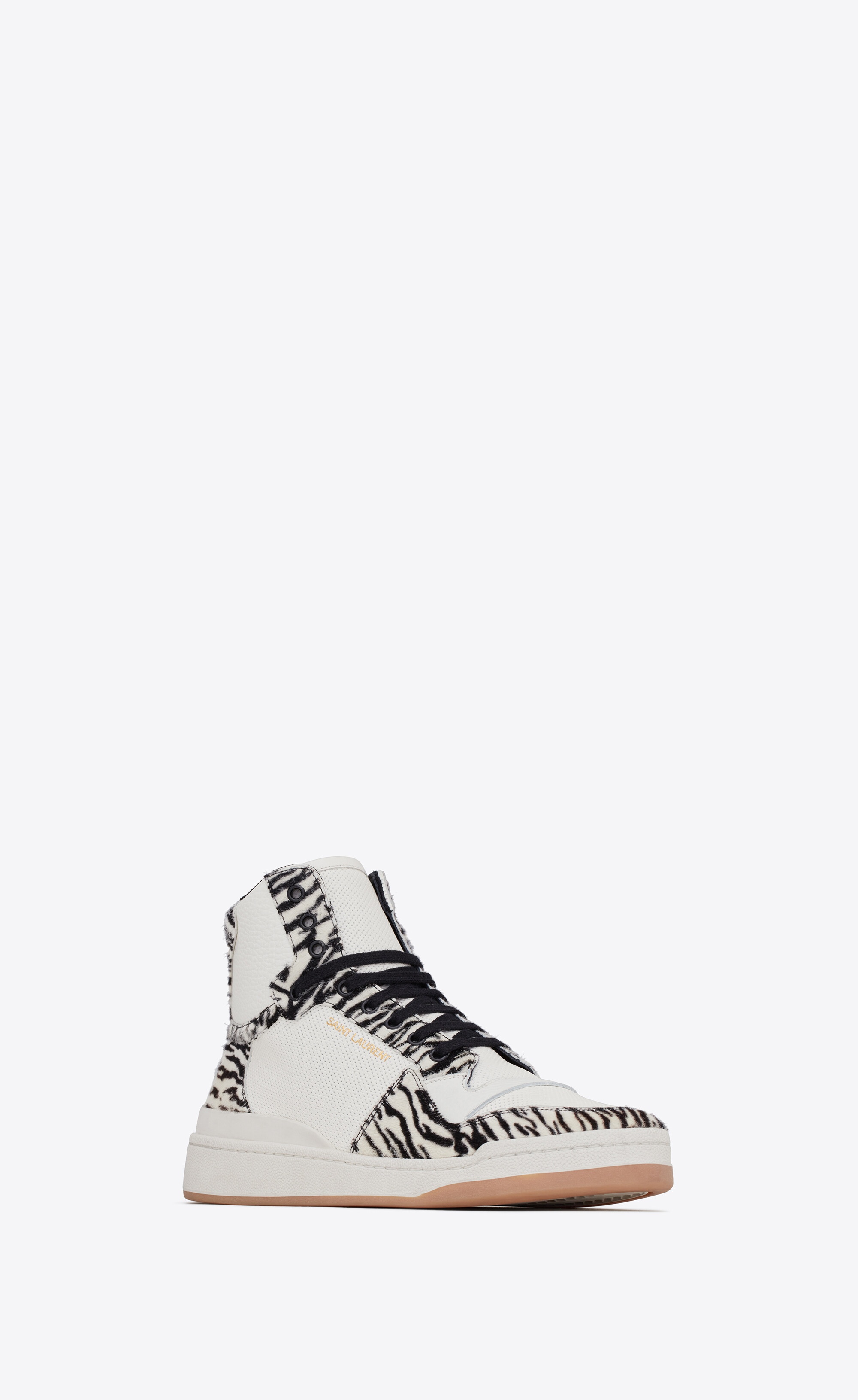 sl/24 mid-top sneakers in smooth leather and zebra print pony effect leather - 4
