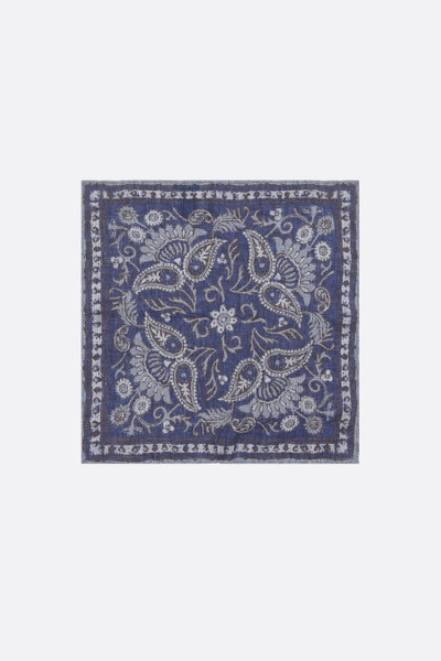 Brunello Cucinelli PAISLEY PRINT LINEN AND SILK POCKET SQUARE outlook