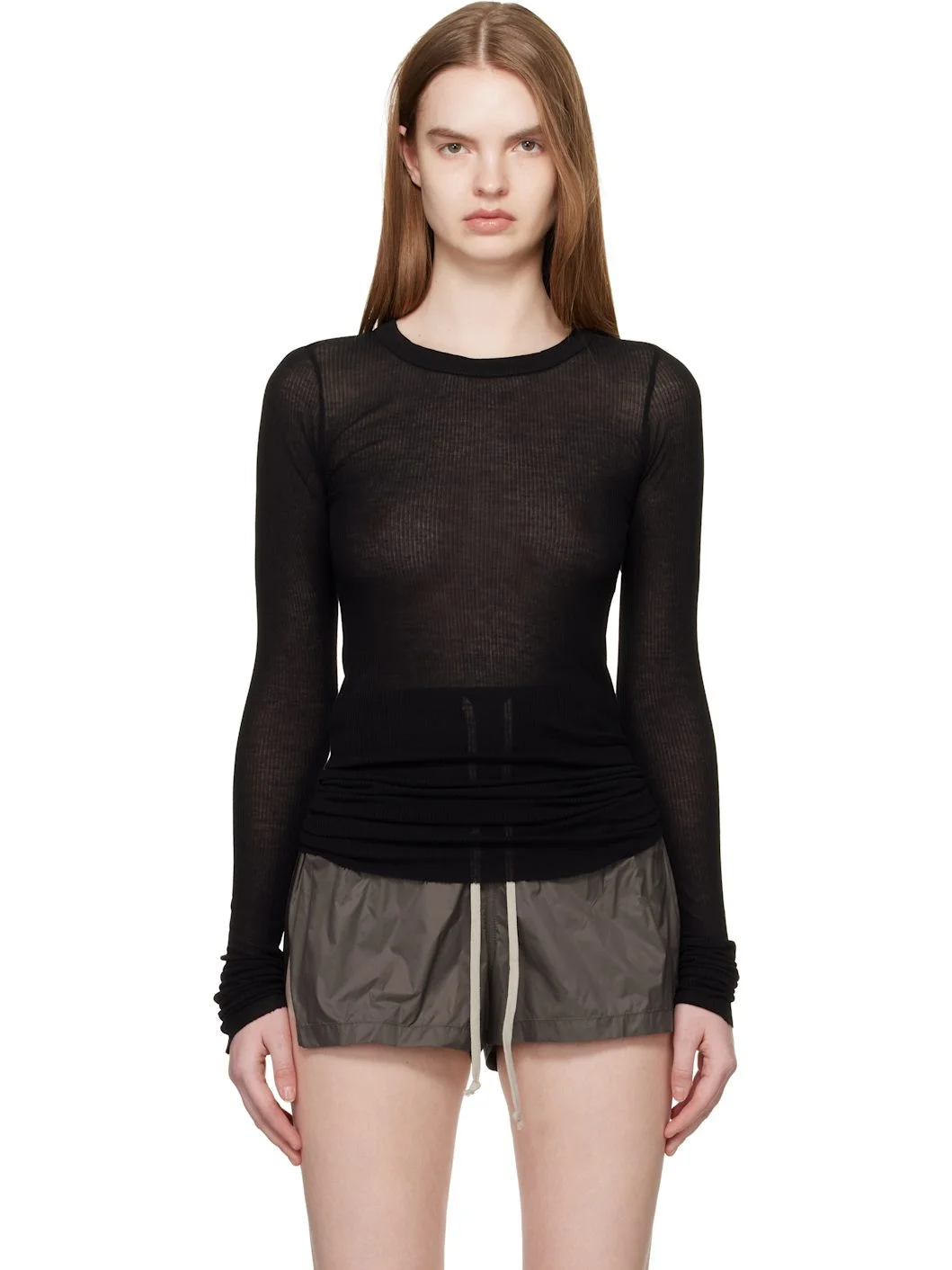 Black Temple Rib LS T-shirt - 1