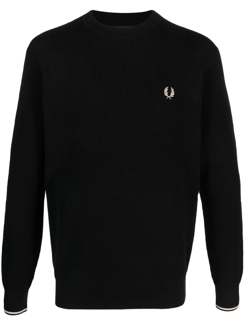 waffle-knit logo-embroidered jumper 1
