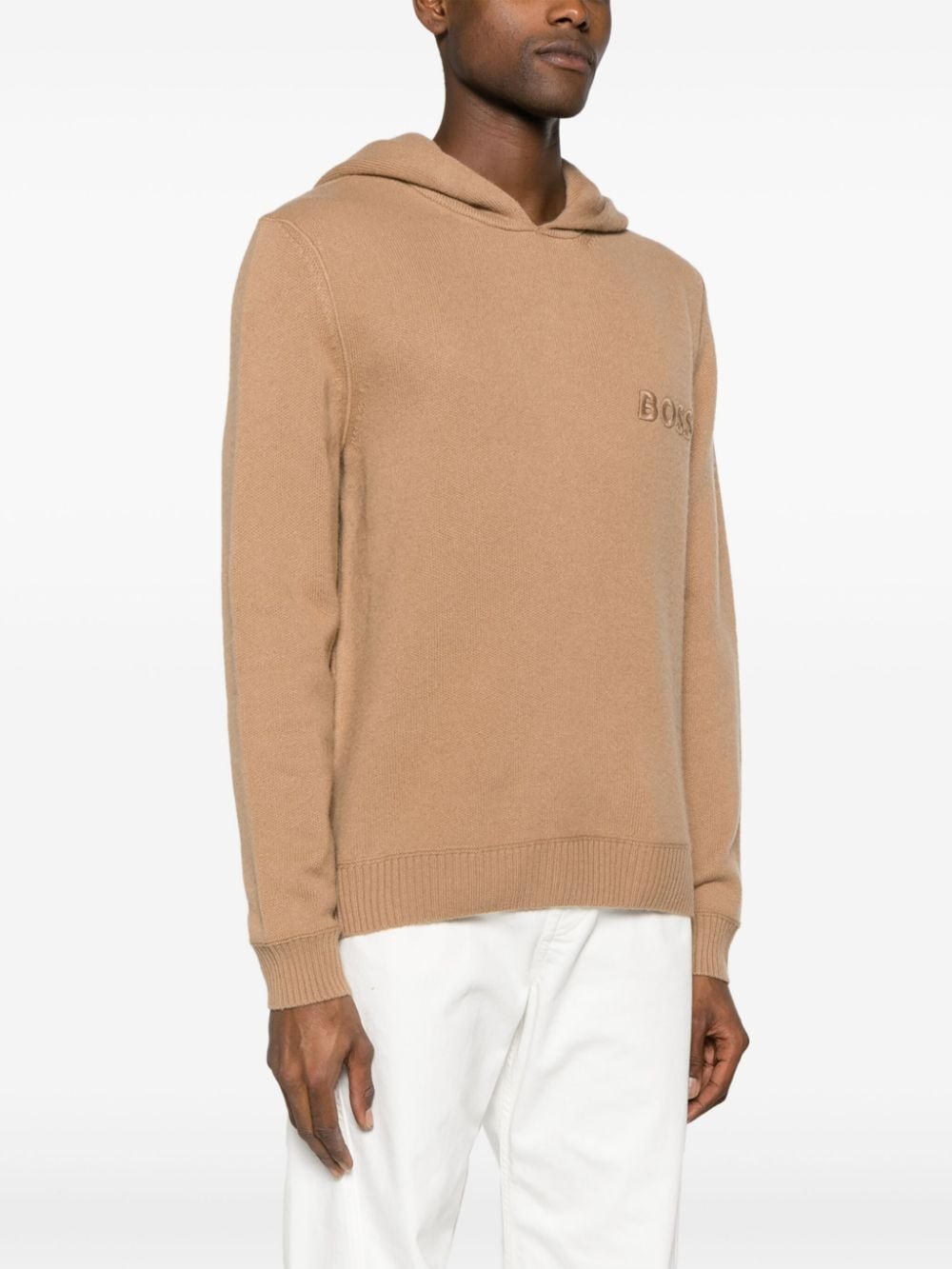 logo-embroidered hooded jumper - 3