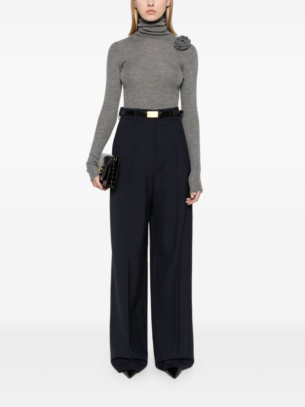 high-waisted tailored wool trousers - 2
