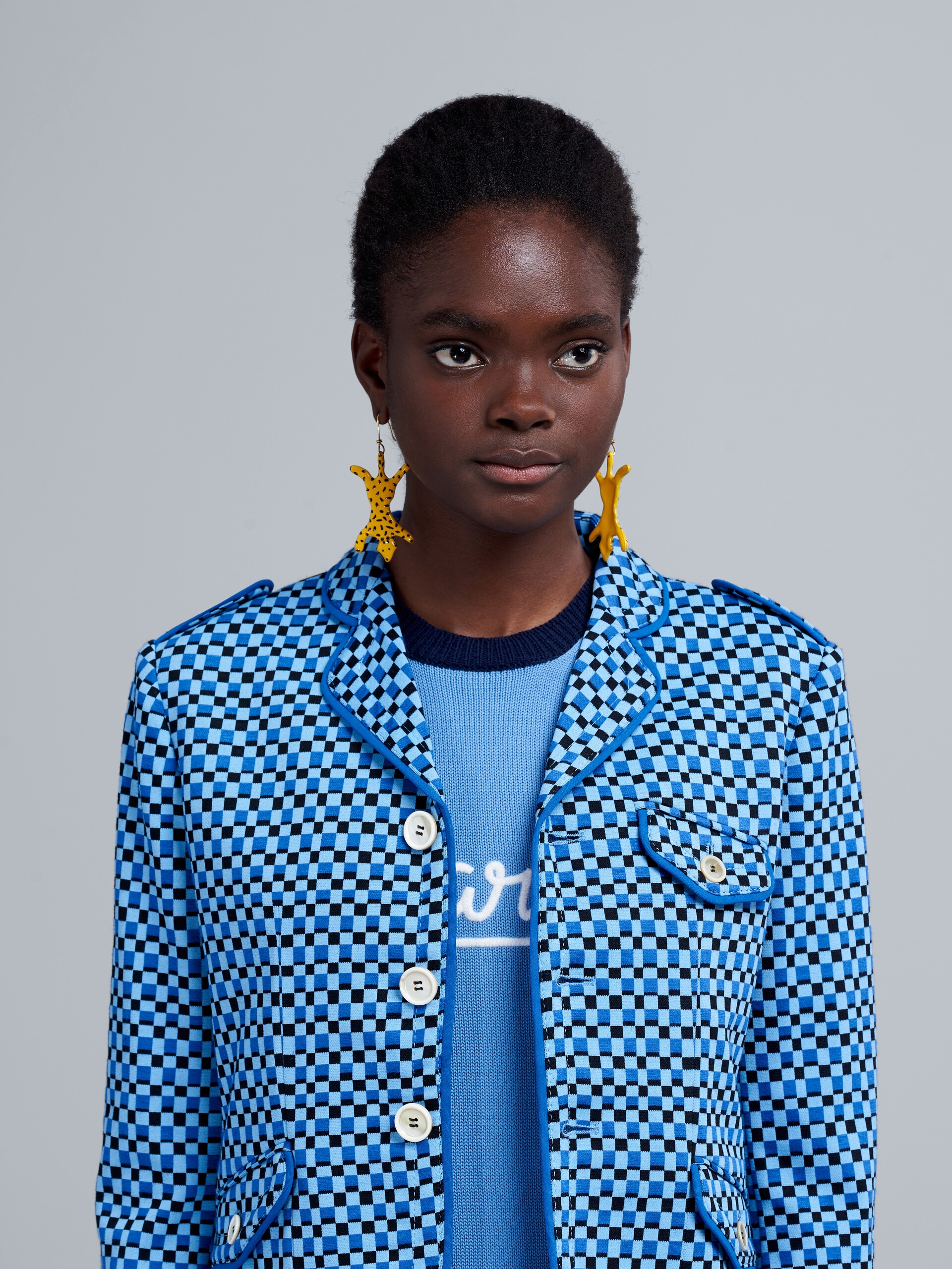 CHECK JACQUARD JERSEY JACKET - 4