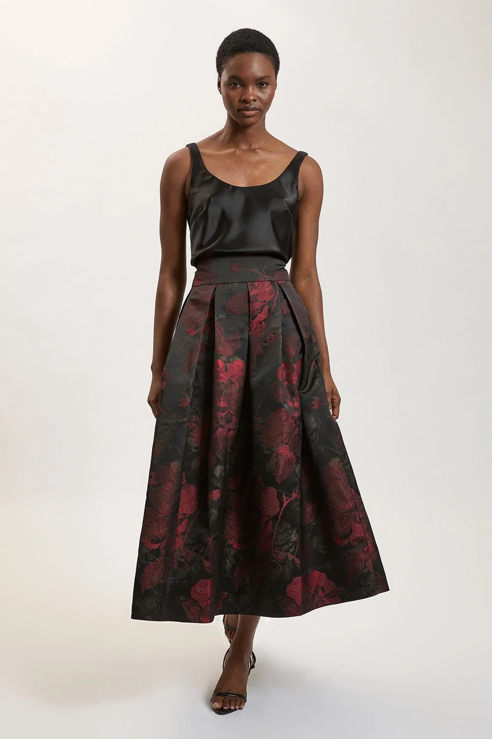 Jacquard Side Pocket Full Skirt - 1