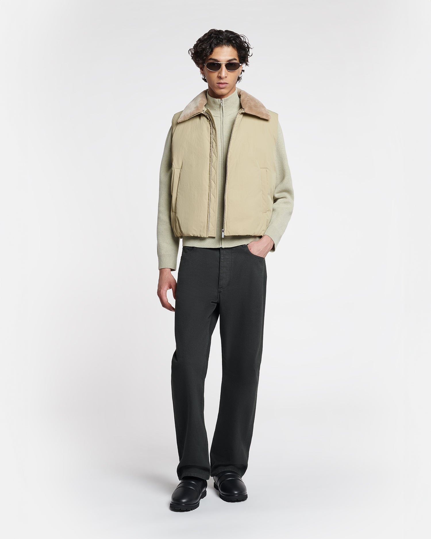 Faux Fur and Tech Nylon Vest - 3
