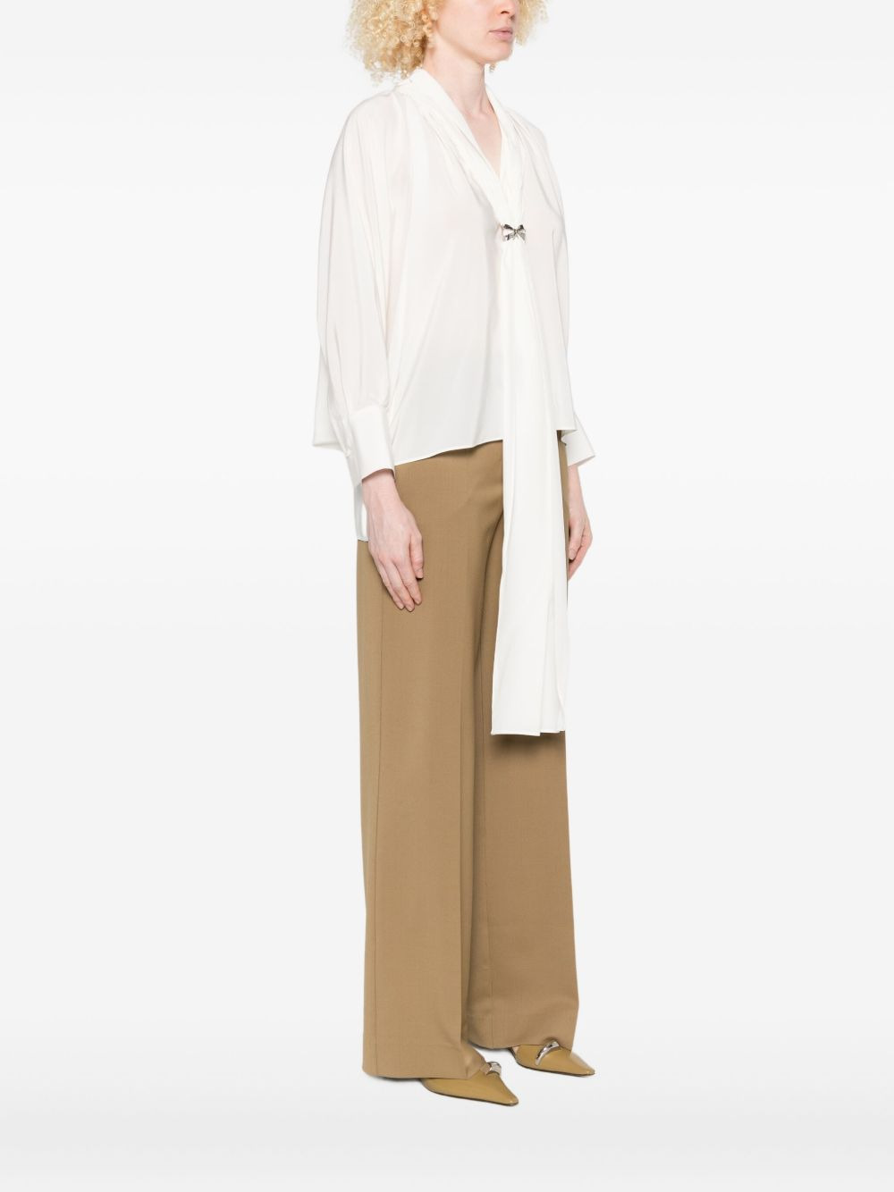 bow-detail silk top - 3