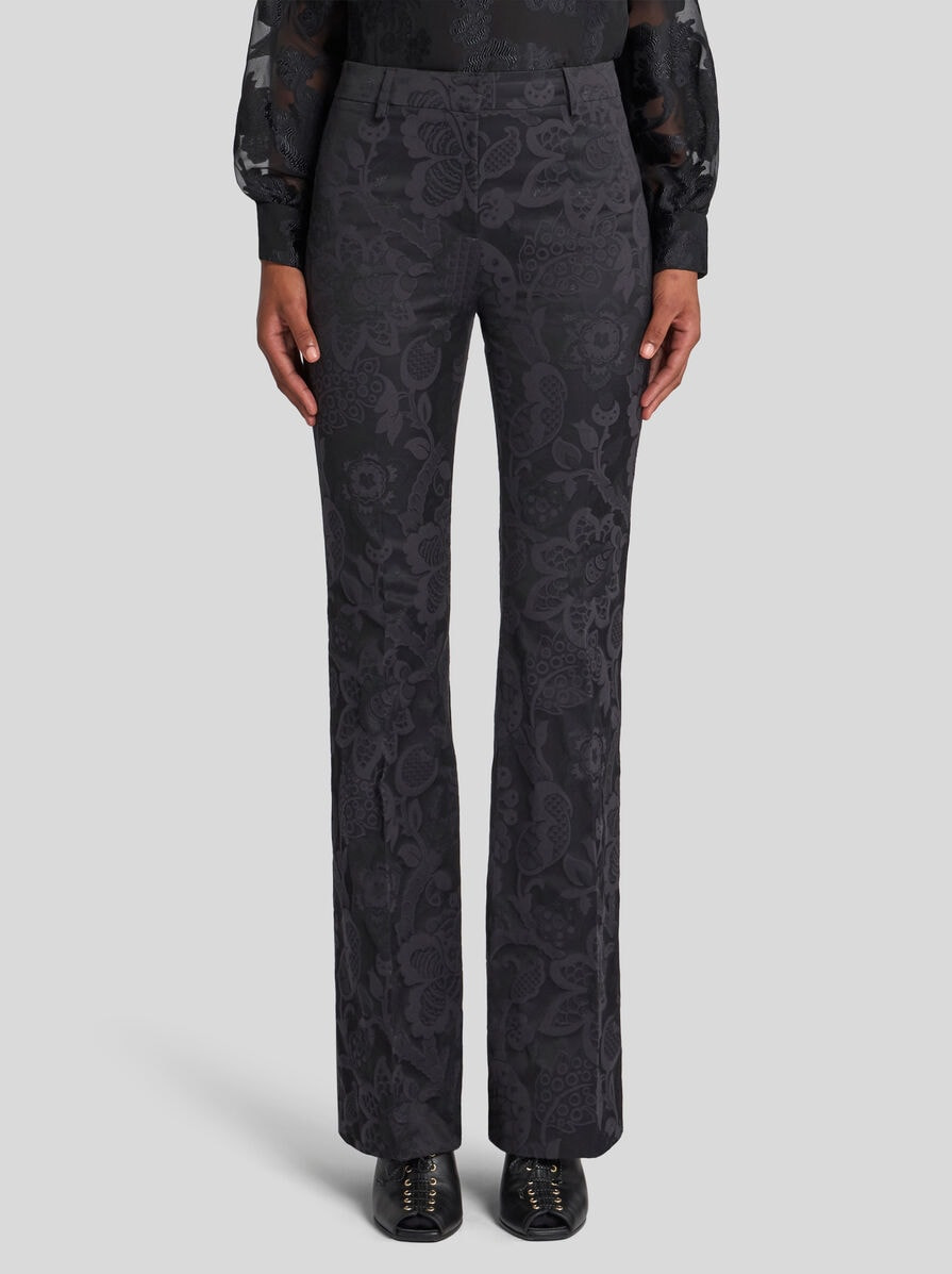 TONE-ON-TONE JACQUARD TROUSERS - 2