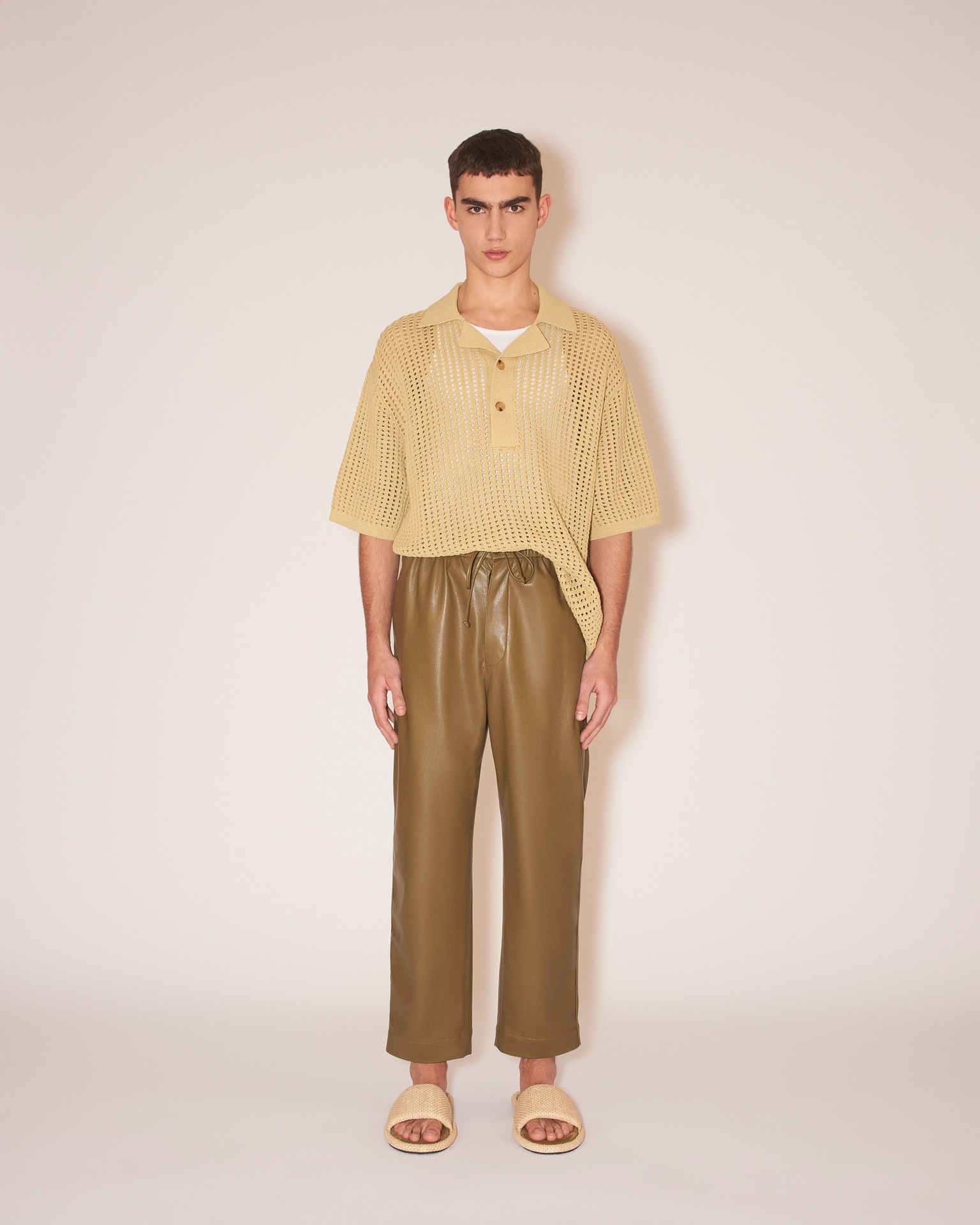 JAIN - Vegan leather relaxed pants - Olive - 2