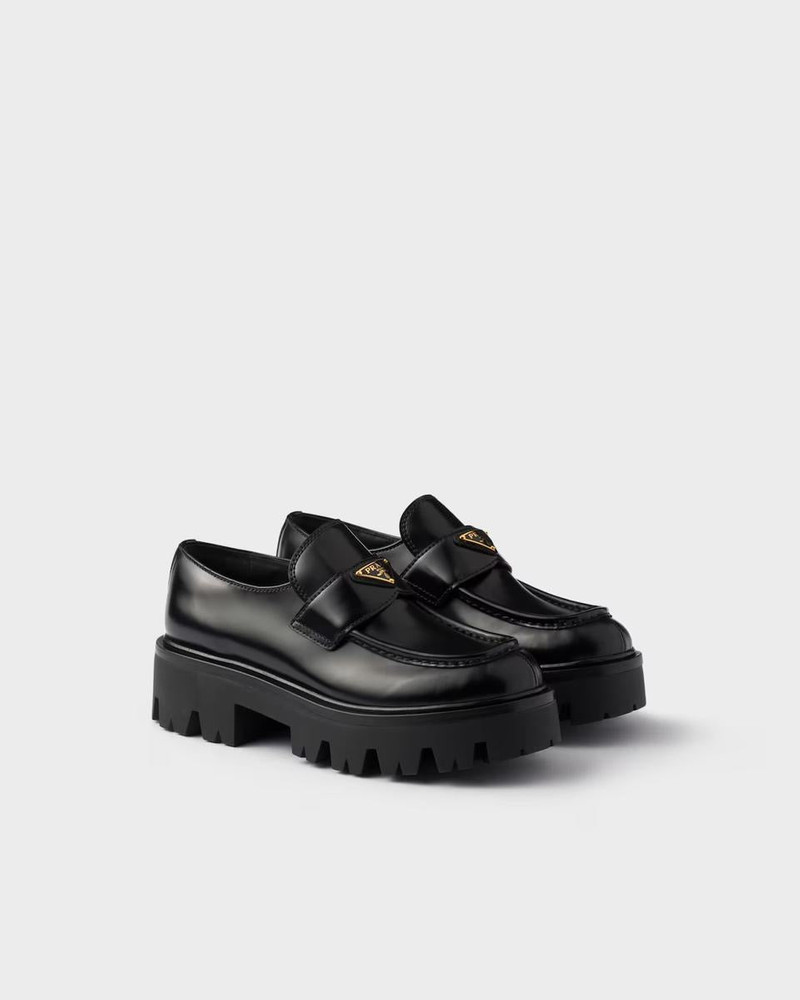 Prada Prada Brushed Leather Loafers outlook