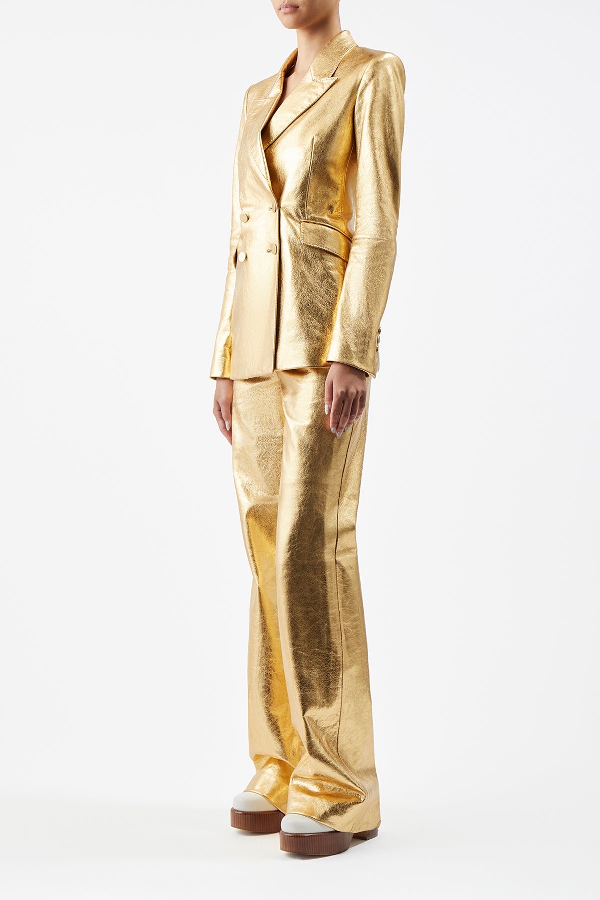 Vesta Pant in Gold Leather - 4