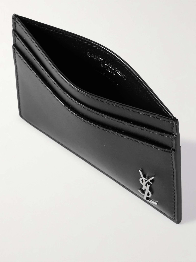 SAINT LAURENT Logo-Appliquéd Full-Grain Leather Cardholder outlook