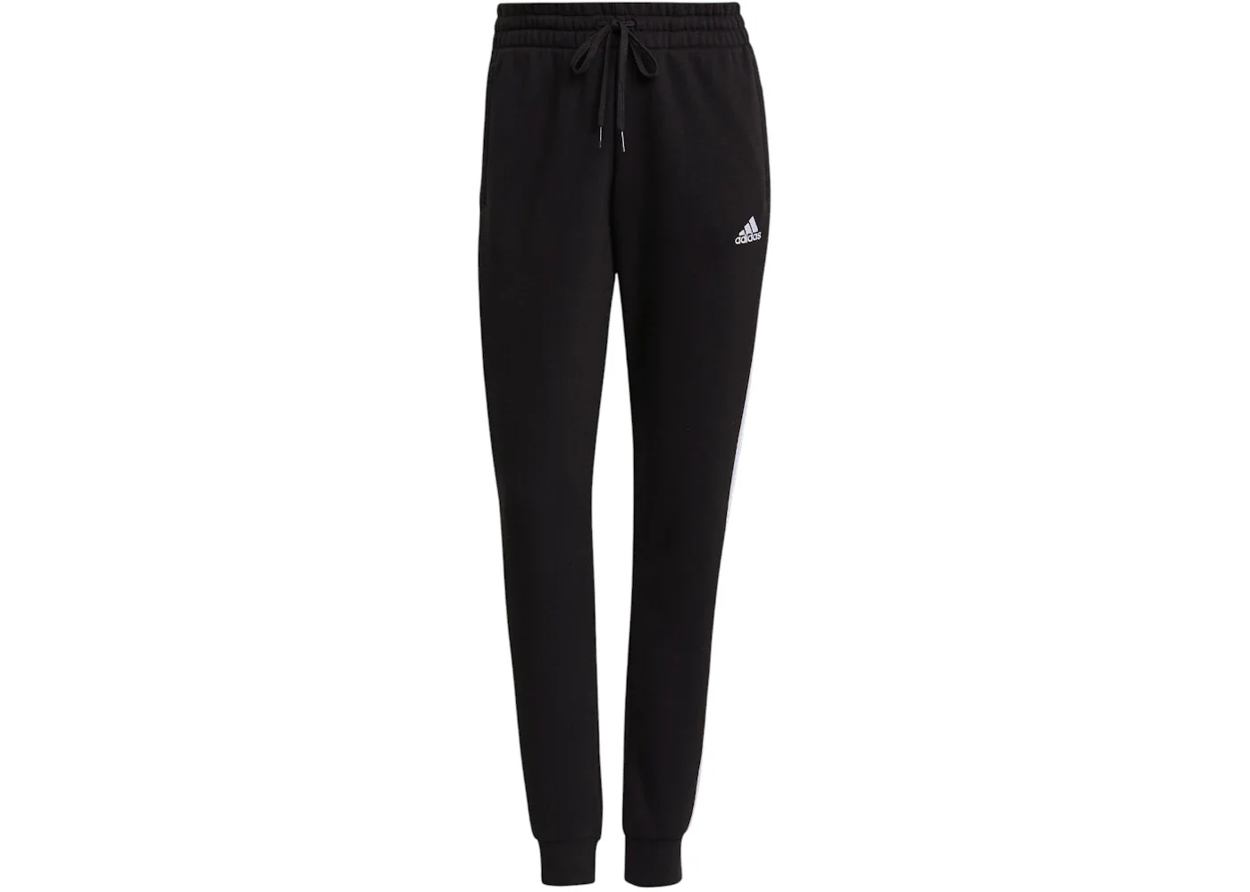 adidas Women's Essentials Fleece 3-Stripes Pant Black/White - 1