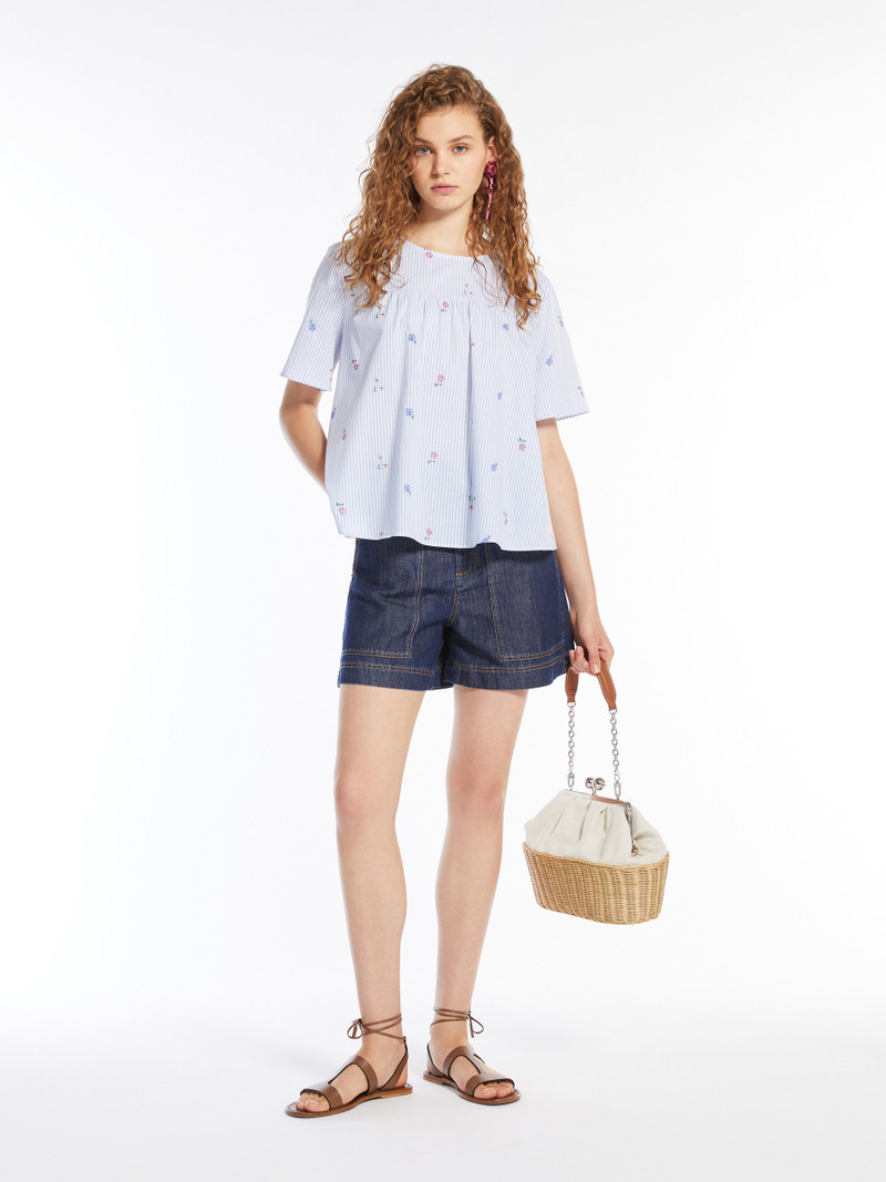 WEEKEND Max Mara NABULUS Cotton and linen denim Bermuda shorts outlook