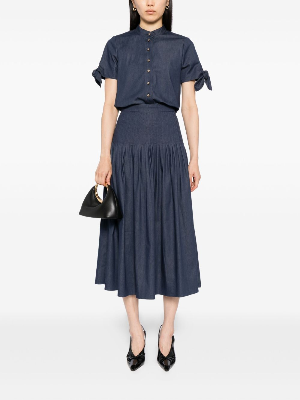 pleated denim skirt - 2