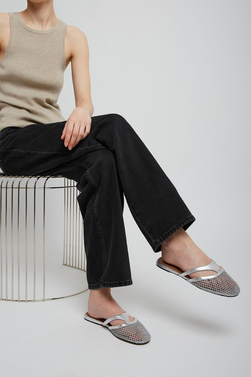 Alaïa Infradito flat silver mules outlook