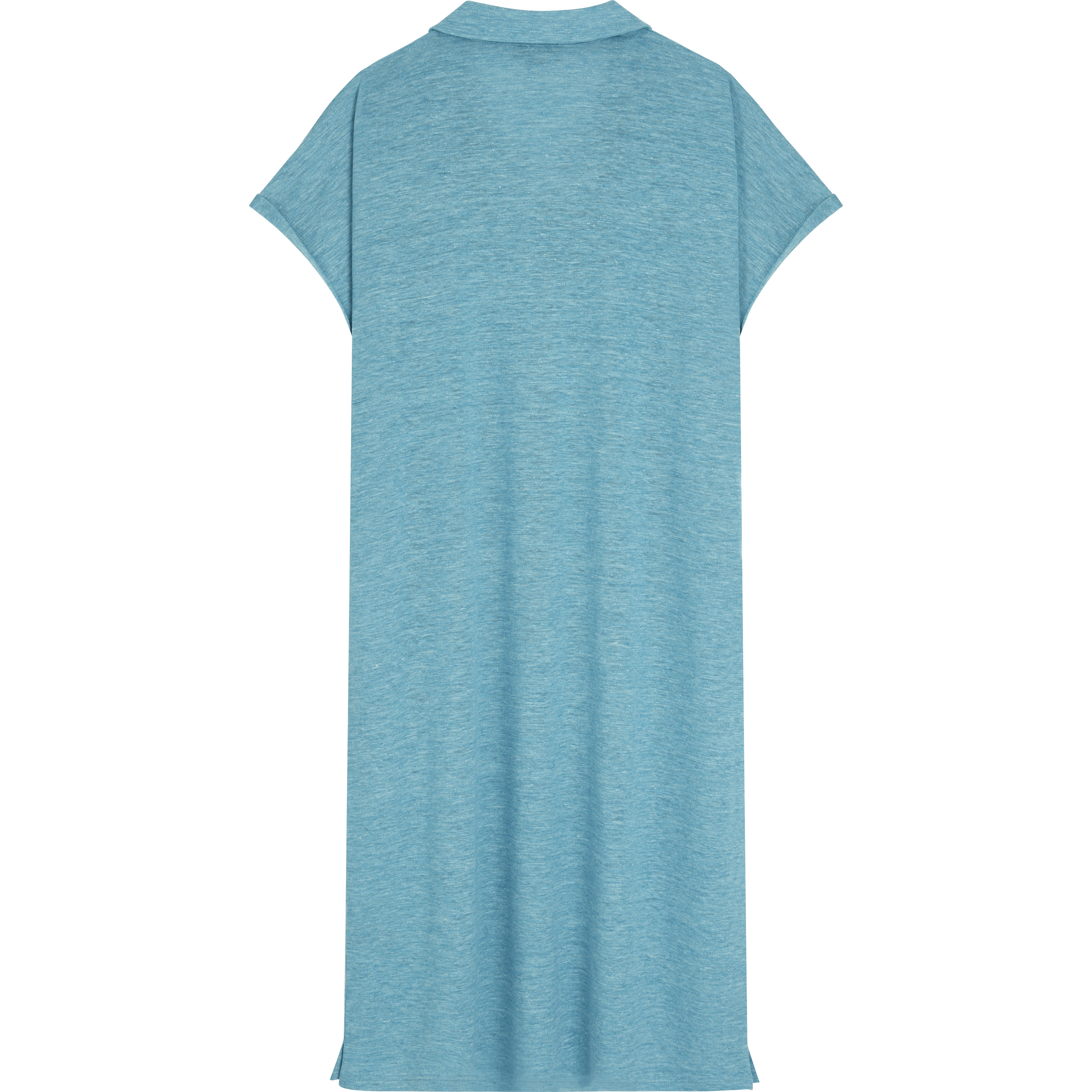 Women Linen Long Polo Dress Solid - 2