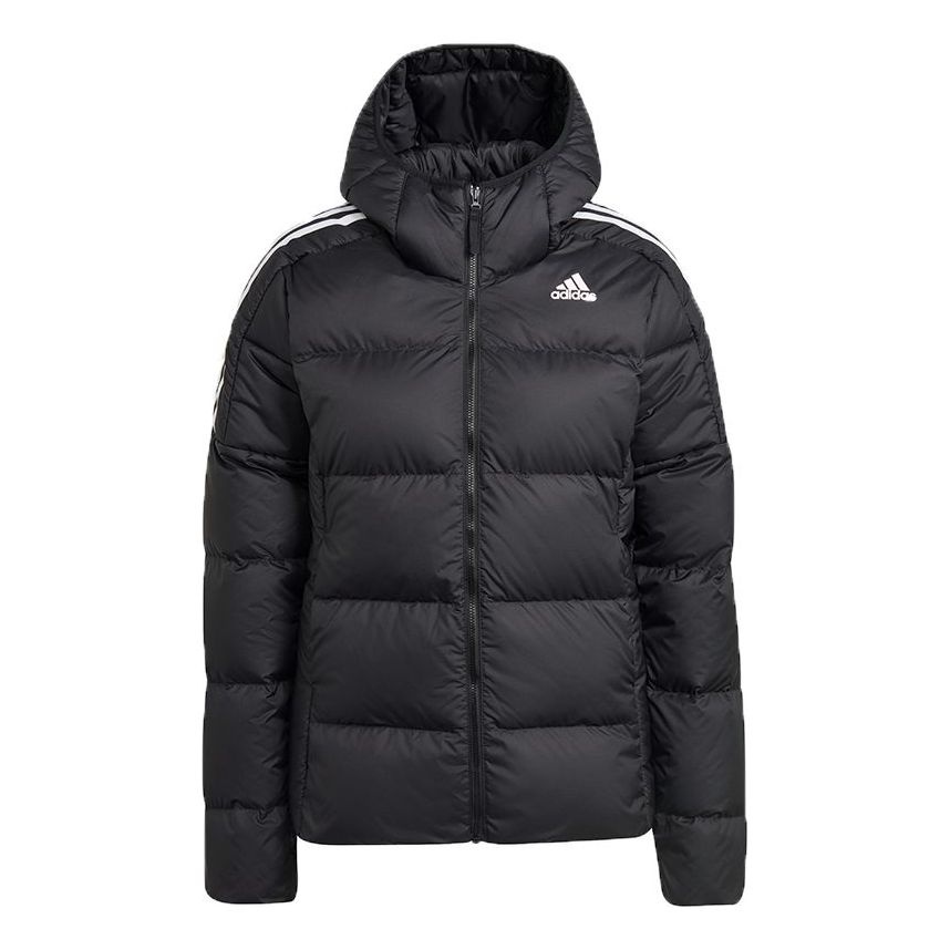 (WMNS) adidas Essentials Midweight Down Hooded Jacket 'Black' GT9175 - 1