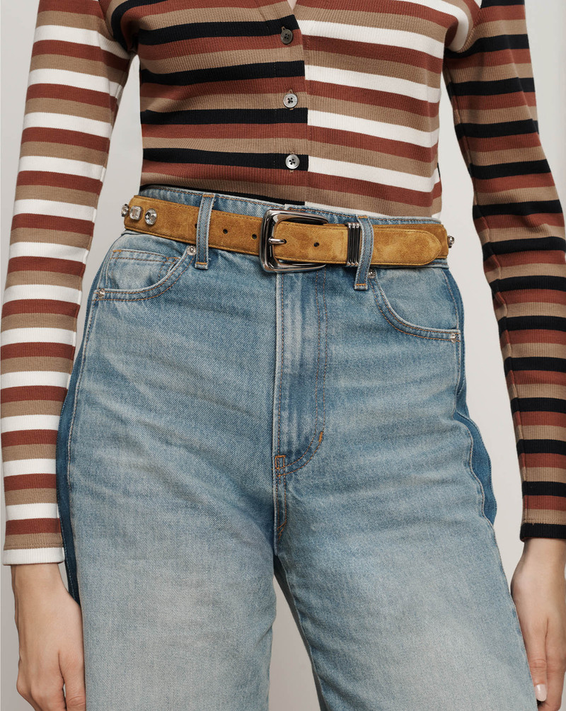 VERONICA BEARD ARCH SUEDE EMBELLISHED BELT outlook