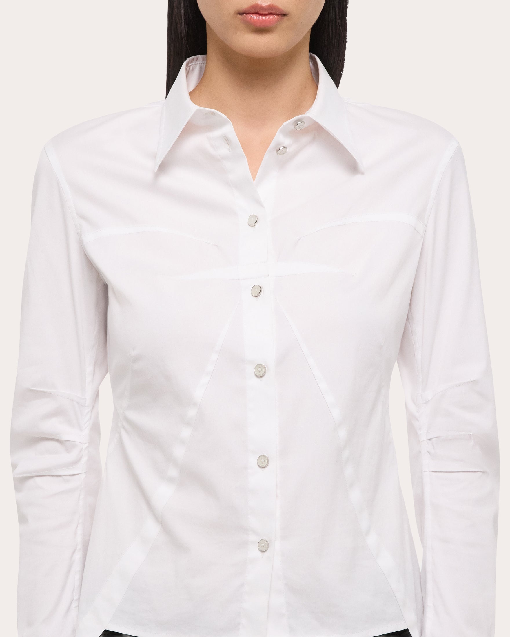 Poplin Bustier Button-Up Shirt - 4