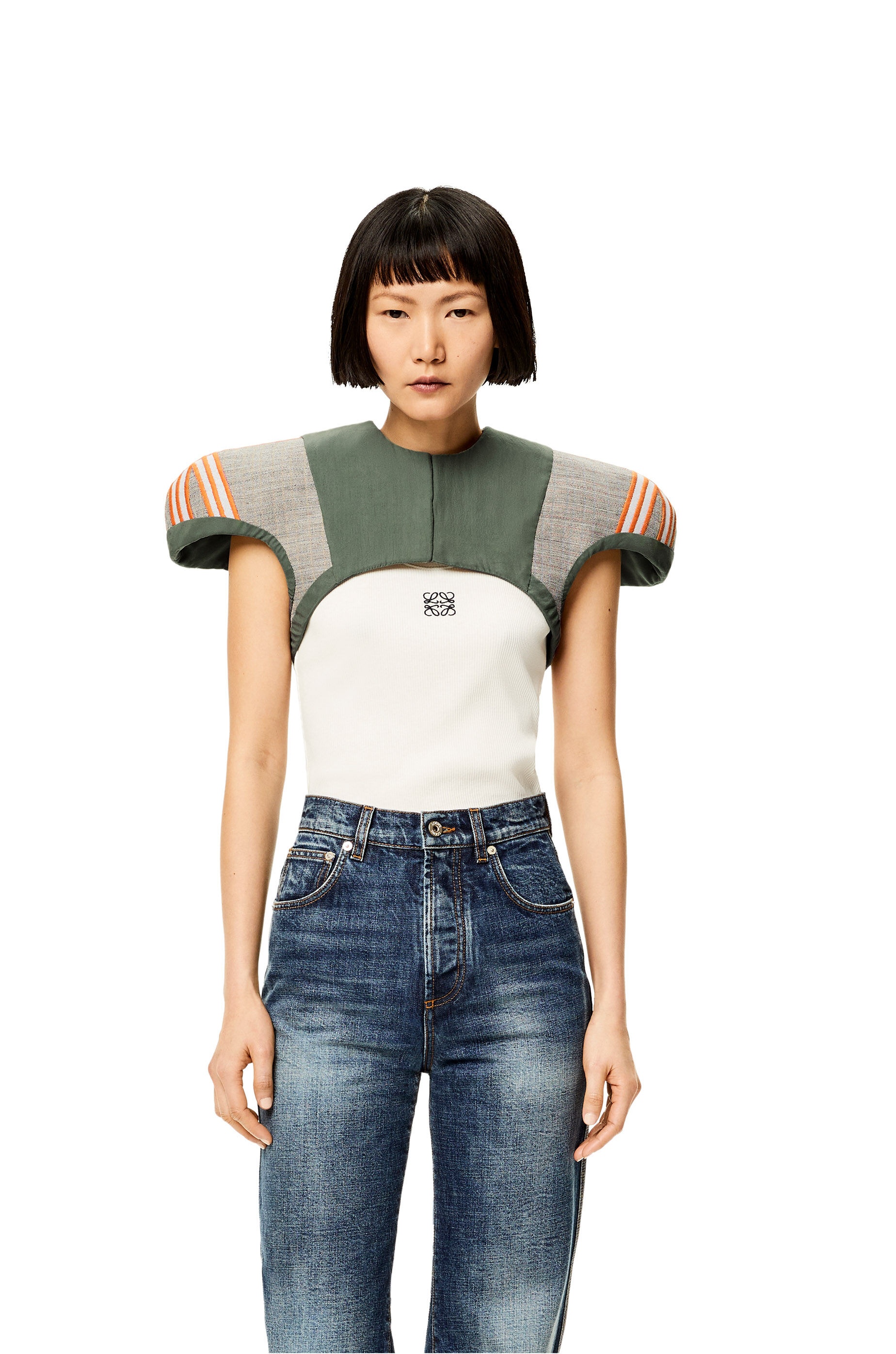 Epaulette top in cotton, wool and silk - 3